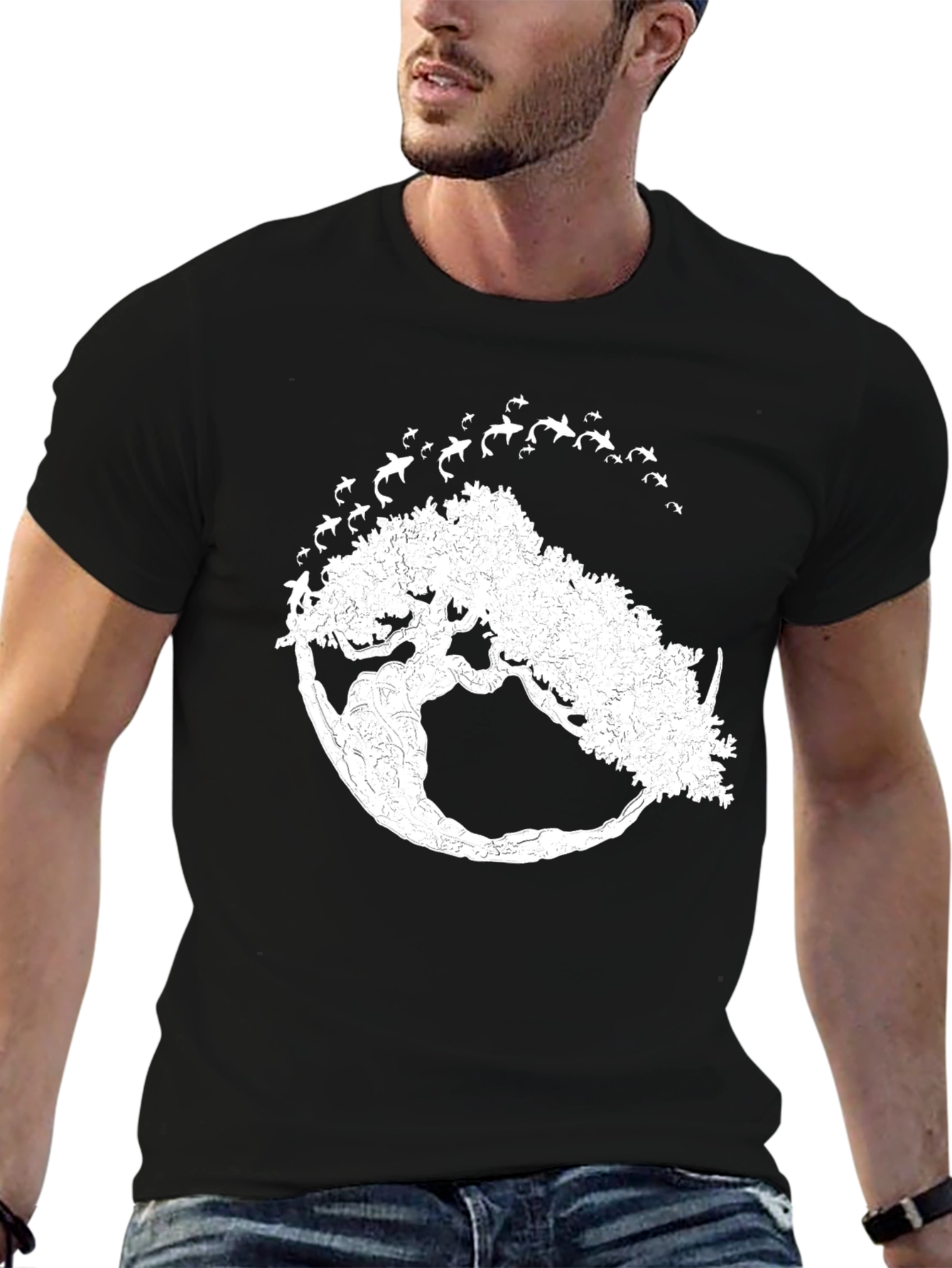Natures Embrace: Tree & Birds Graphic Tee