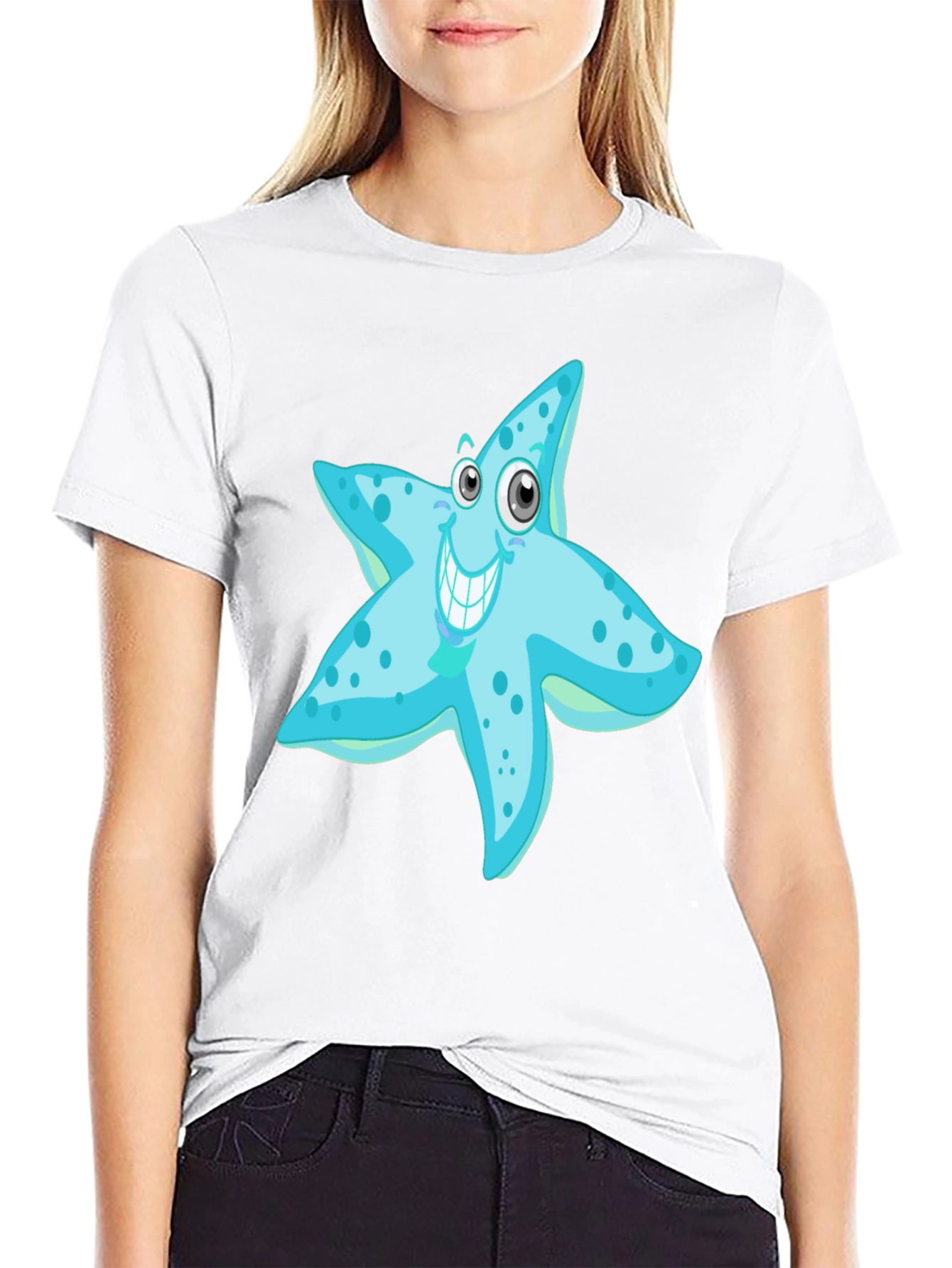 Starfish Graphic Tee - Mens Black Cotton T-Shirt