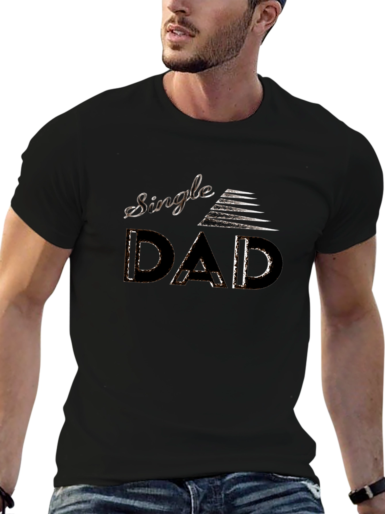 Single Dad Tee - Modern Graphic Print Mens T-Shirt