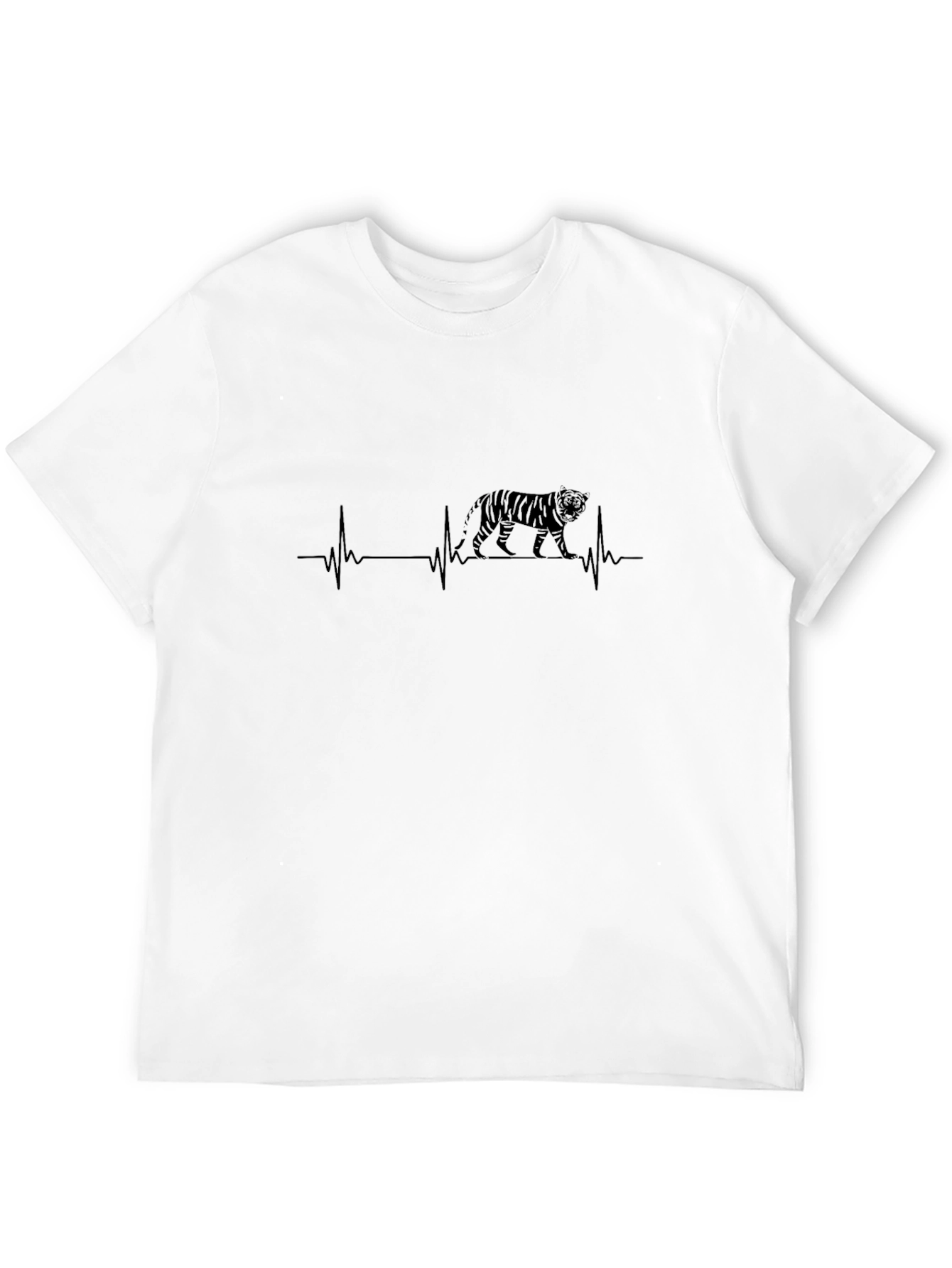 Tiger Heartbeat Graphic Print Black T-Shirt