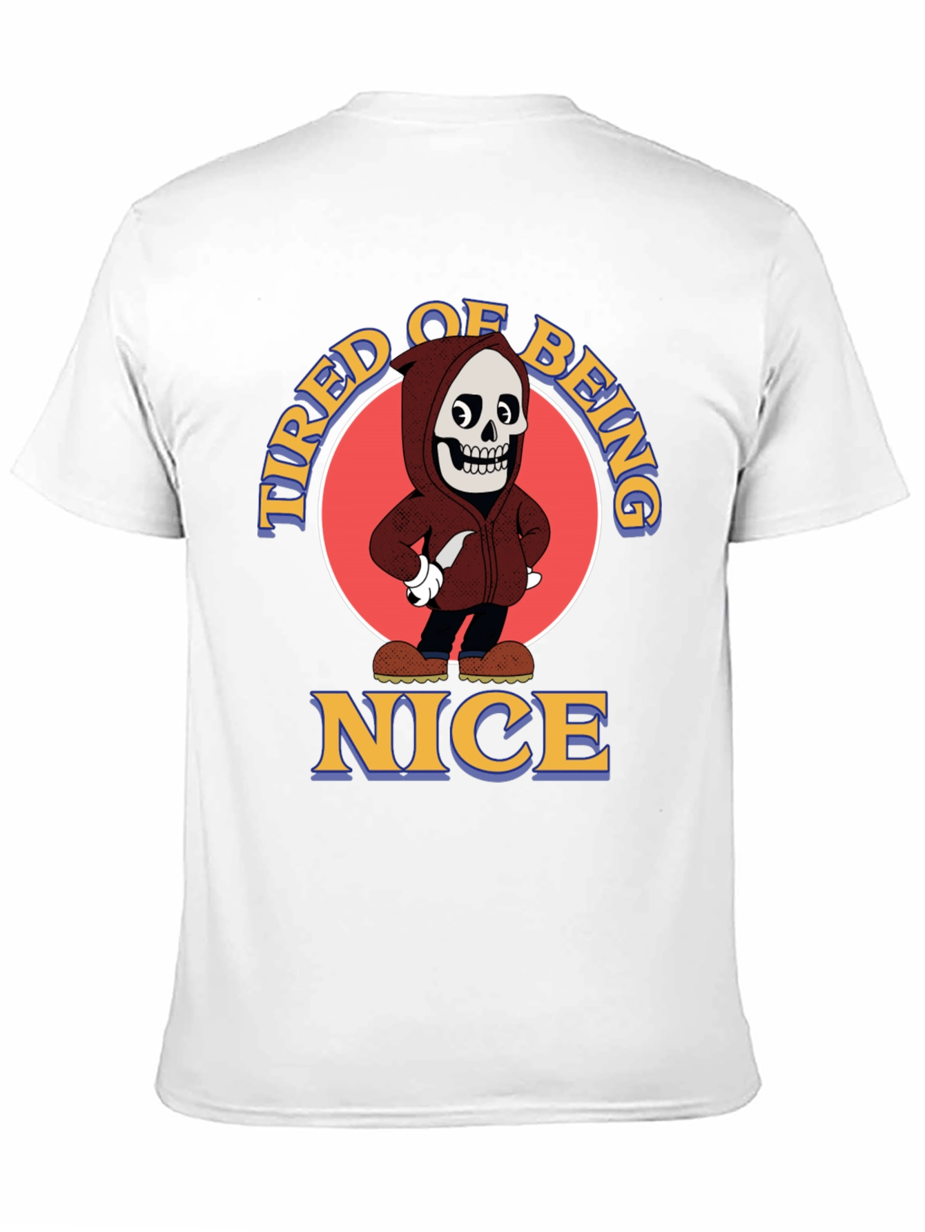 Tired of Being Nice Cartoon Skeleton Graphic T-Shirt