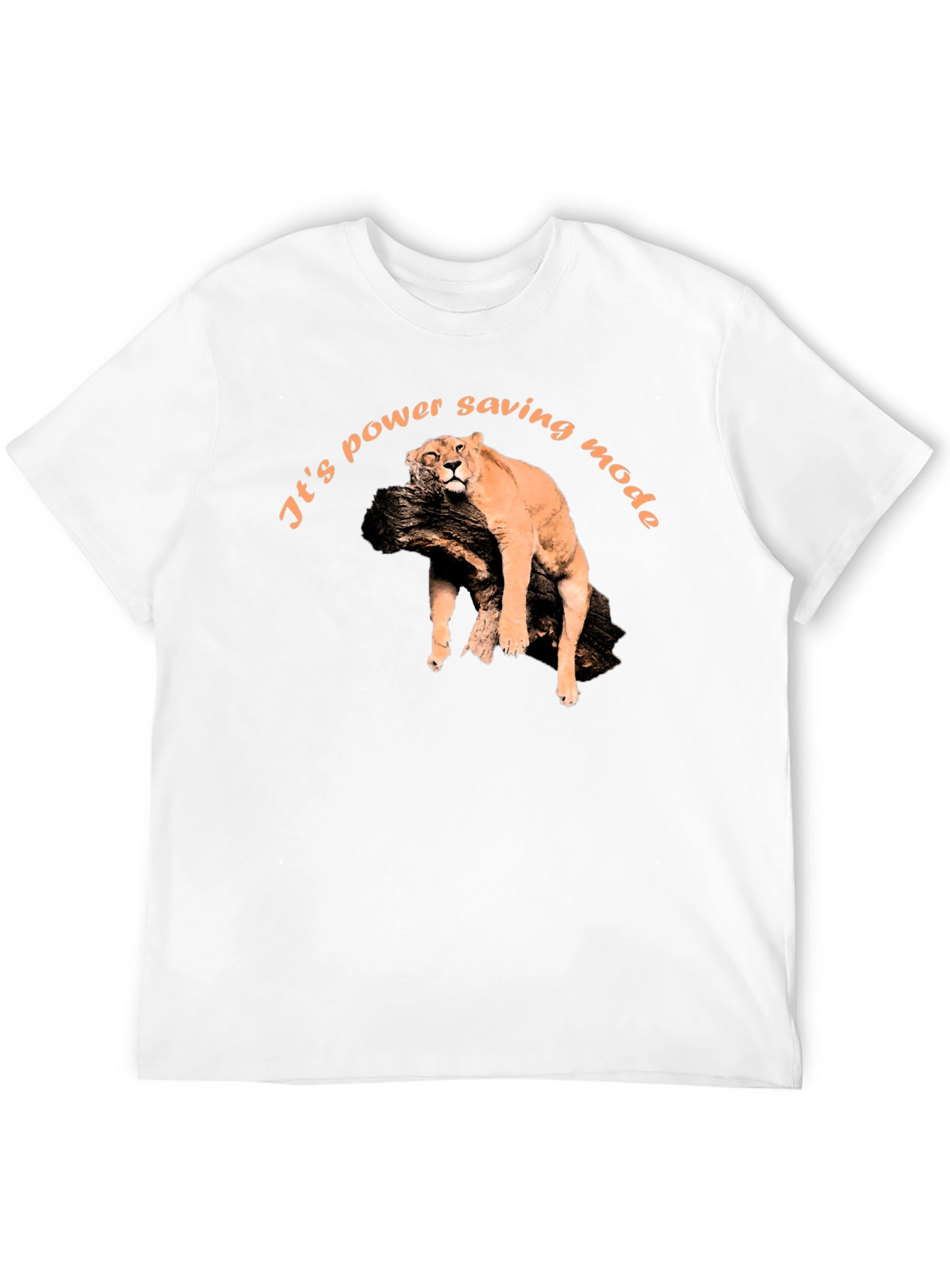 Power Saving Mode Tee - Lazy Lion Graphic T-Shirt