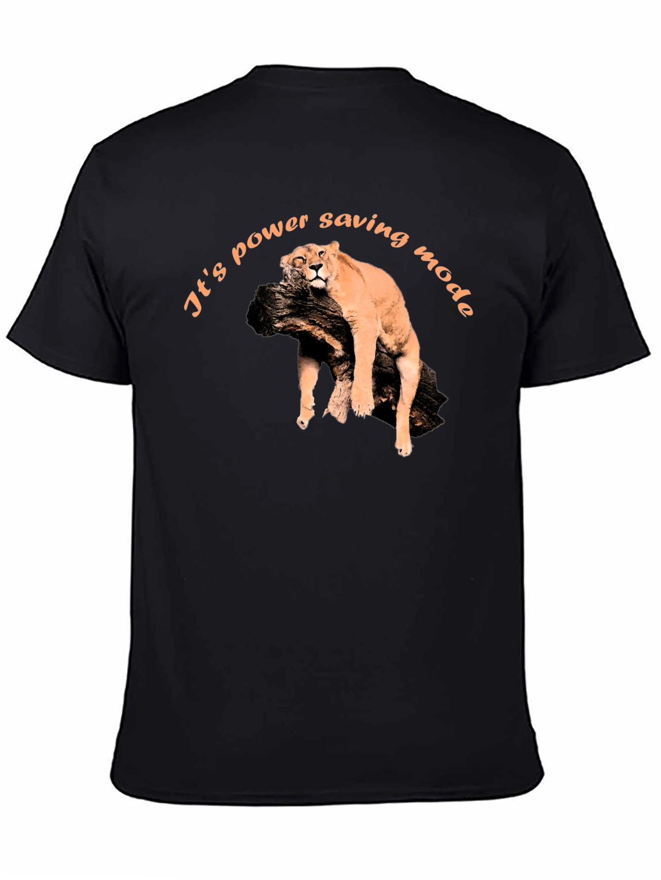 Power Saving Mode Tee - Lazy Lion Graphic T-Shirt