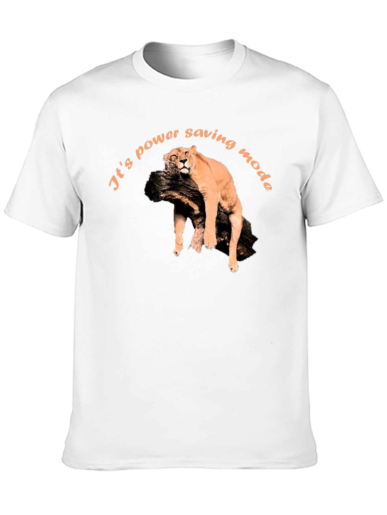Power Saving Mode Tee - Lazy Lion Graphic T-Shirt