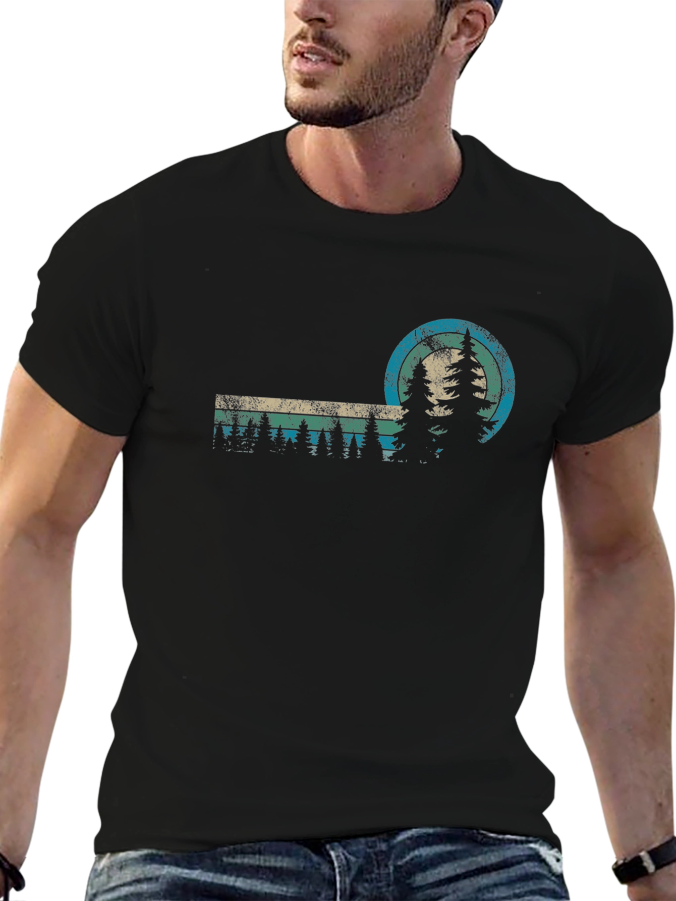 Retro Nature T-Shirt - Forest Scene Design