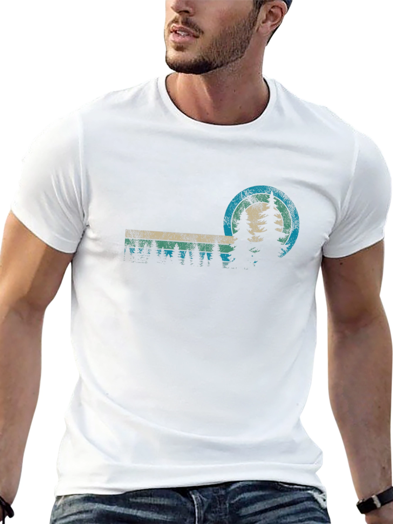 Retro Nature T-Shirt - Forest Scene Design