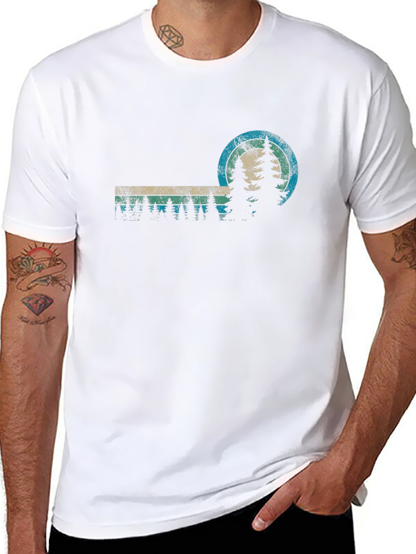 Retro Nature T-Shirt - Forest Scene Design