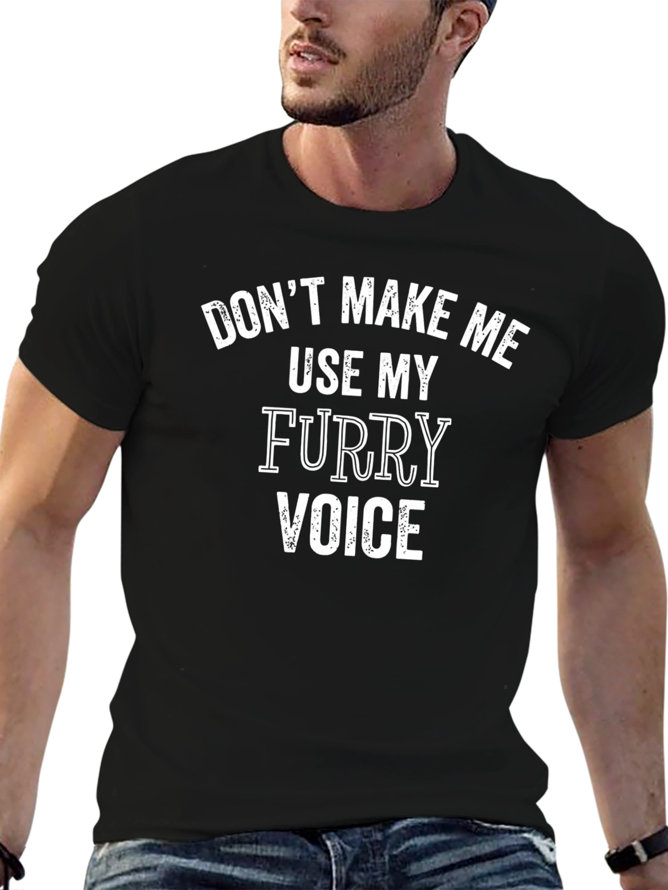 Furry Voice Graphic Tee - Black Cotton Blend Shirt