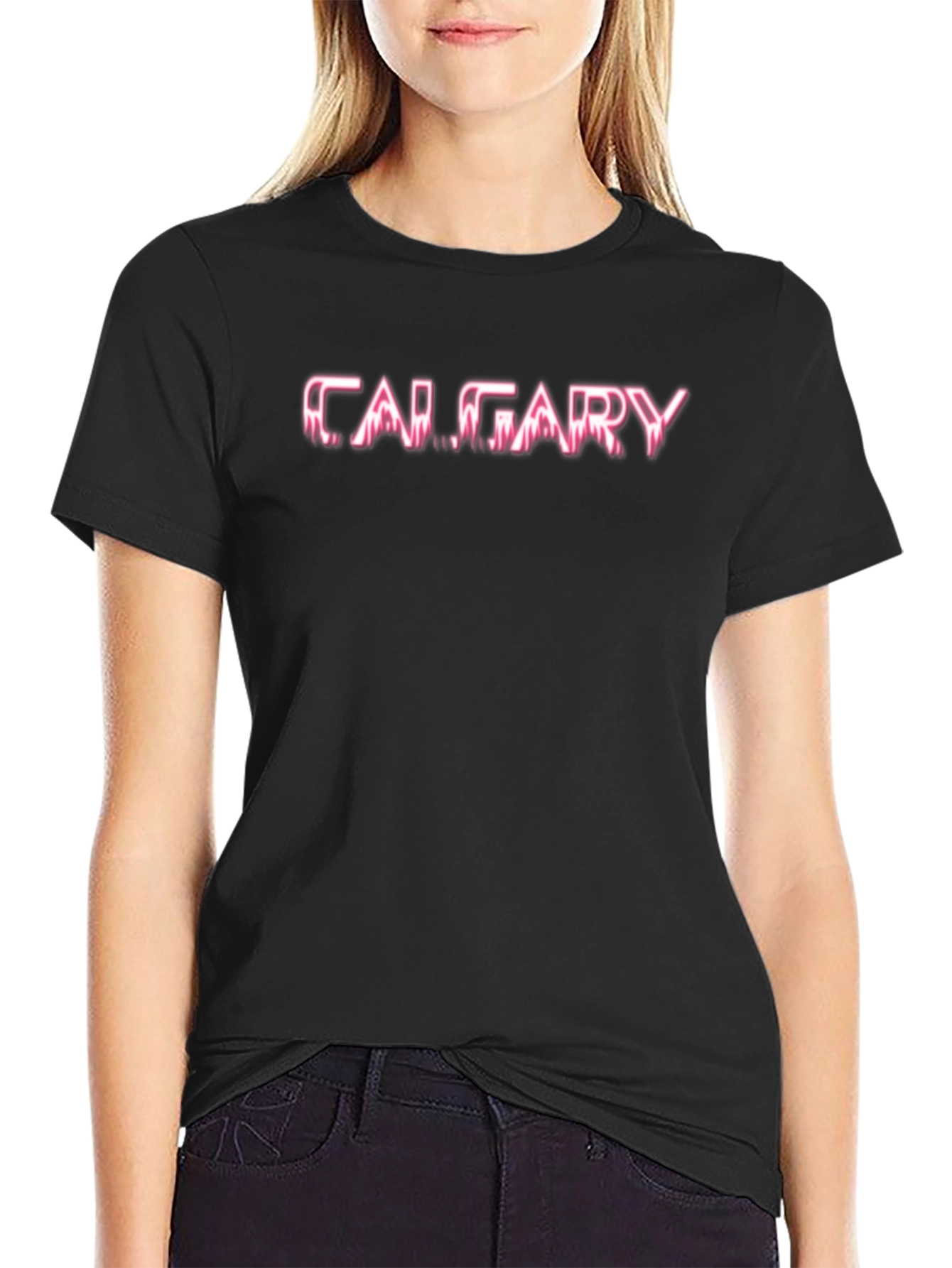 Calgary Neon Graphic Black T-Shirt