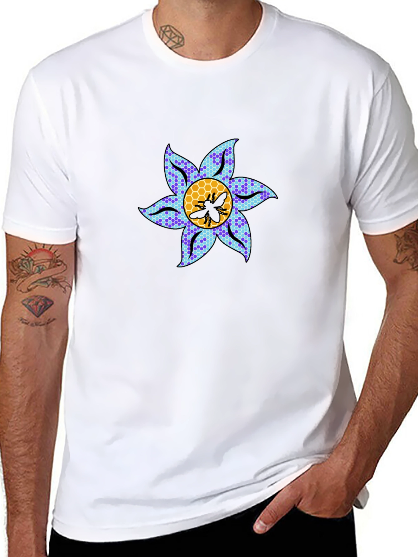 Floral Bee Graphic Tee - Stylish Crewneck