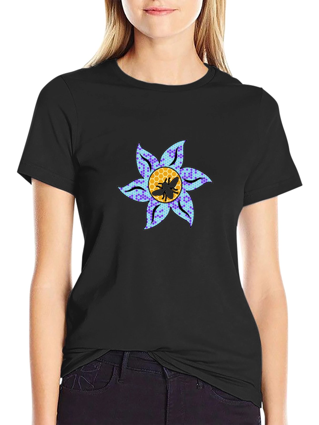Floral Bee Graphic Tee - Stylish Crewneck