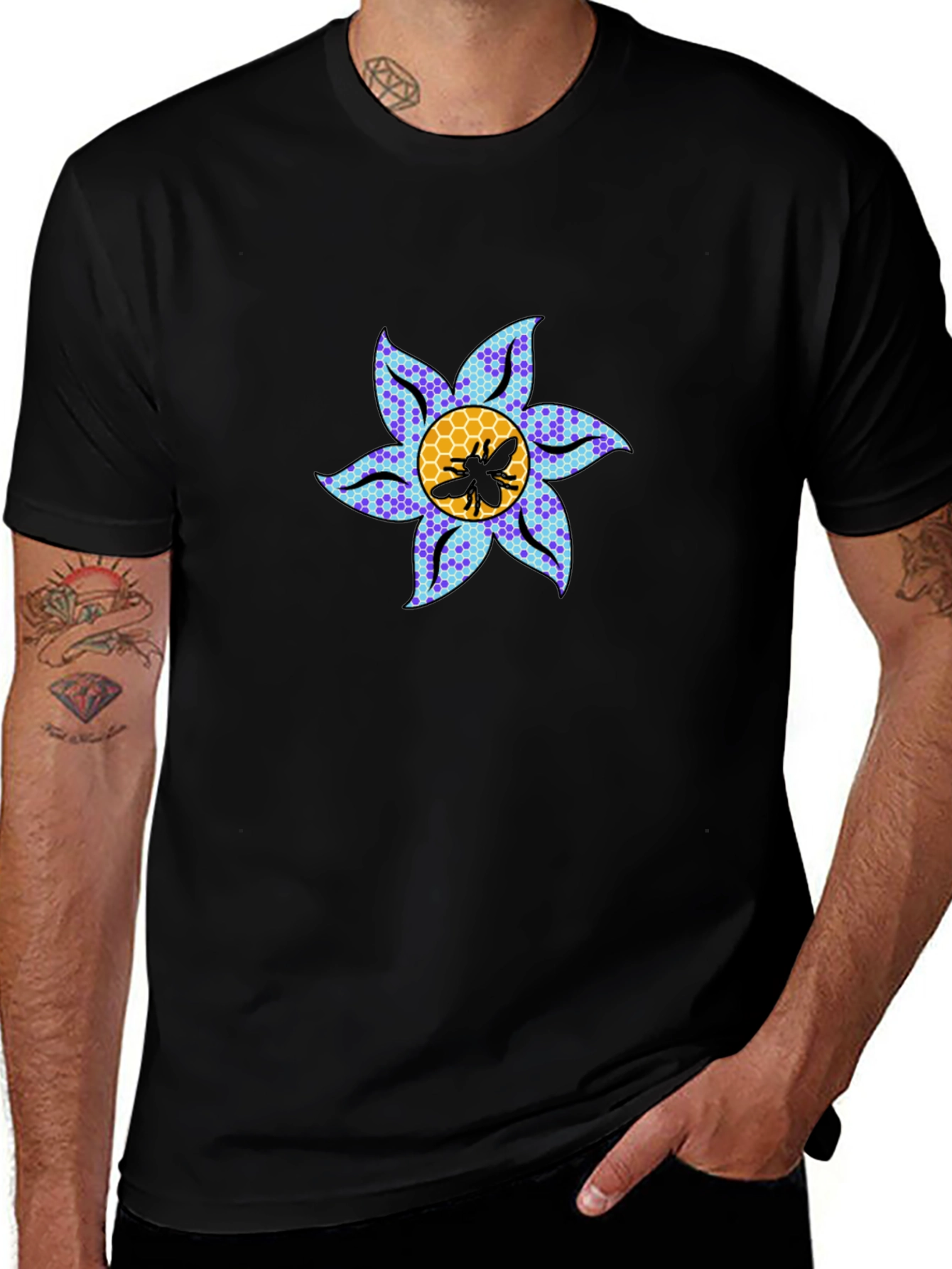 Floral Bee Graphic Tee - Stylish Crewneck