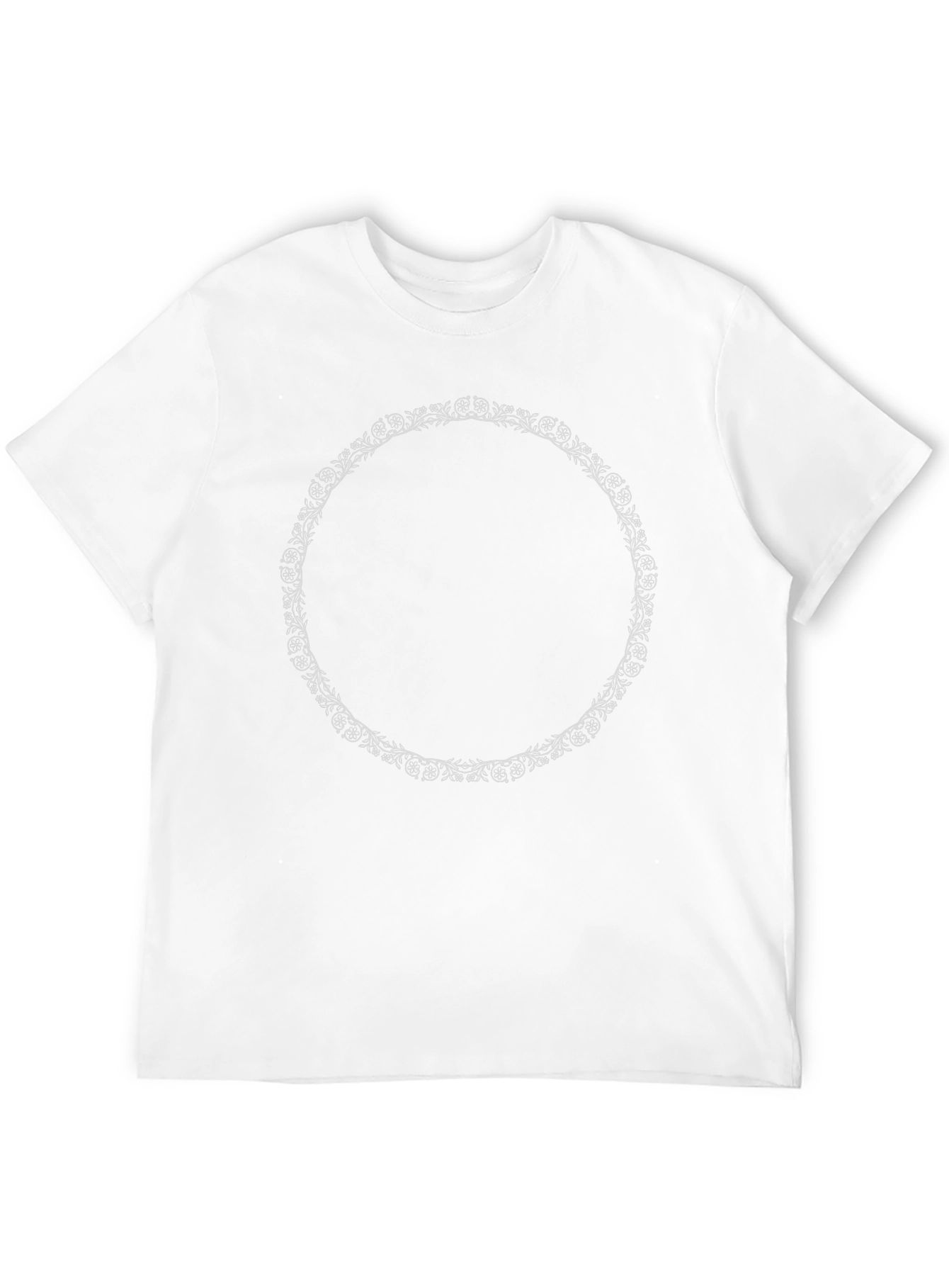 Black T-Shirt with Floral Circle Design