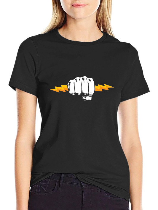 Fist Lightning Bolt Graphic Tee - Black