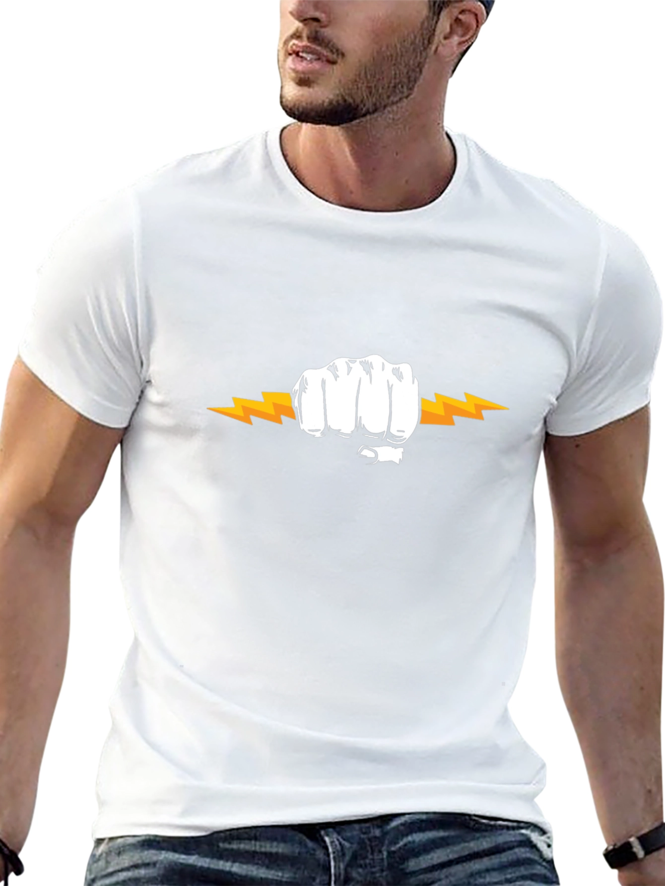 Fist Lightning Bolt Graphic Tee - Black
