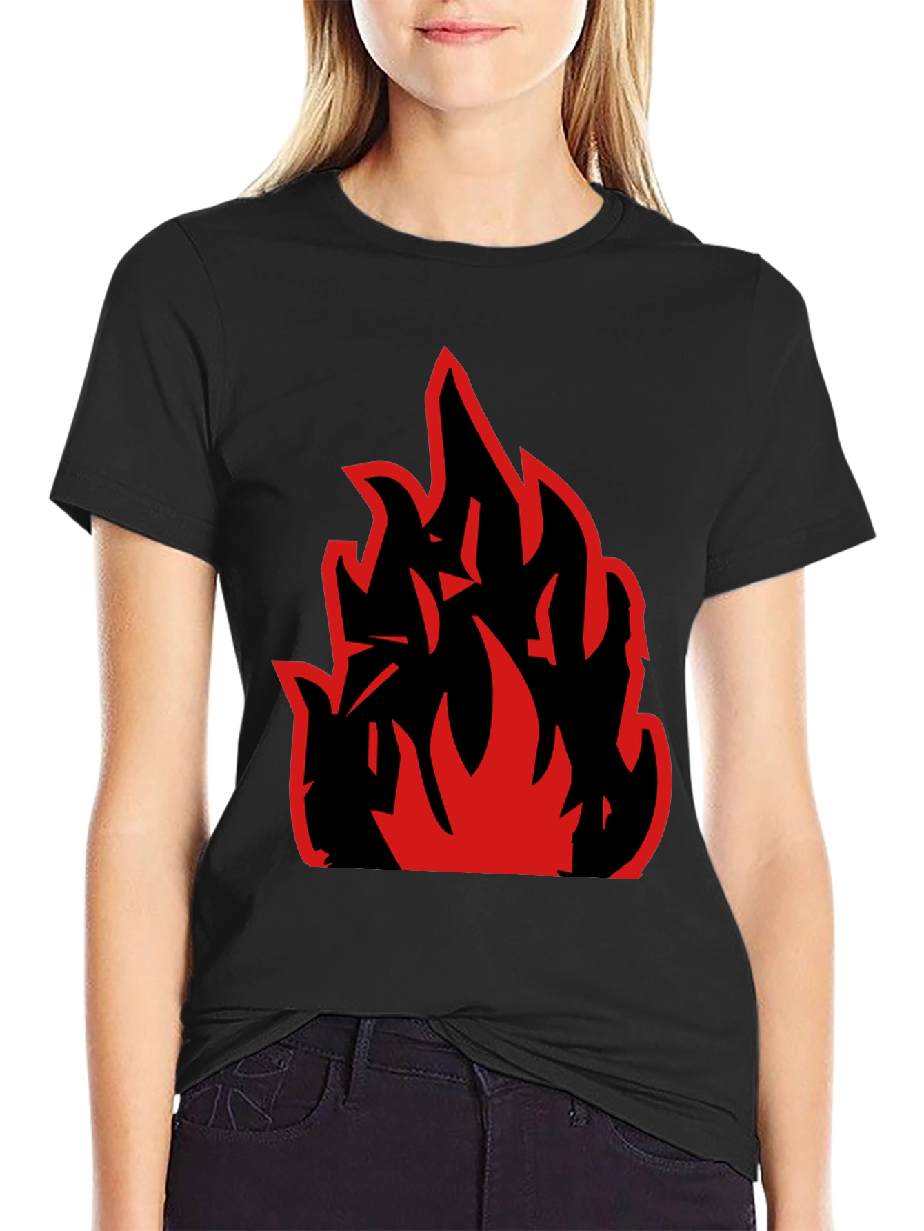 Bold Fire Graphic Black T-Shirt
