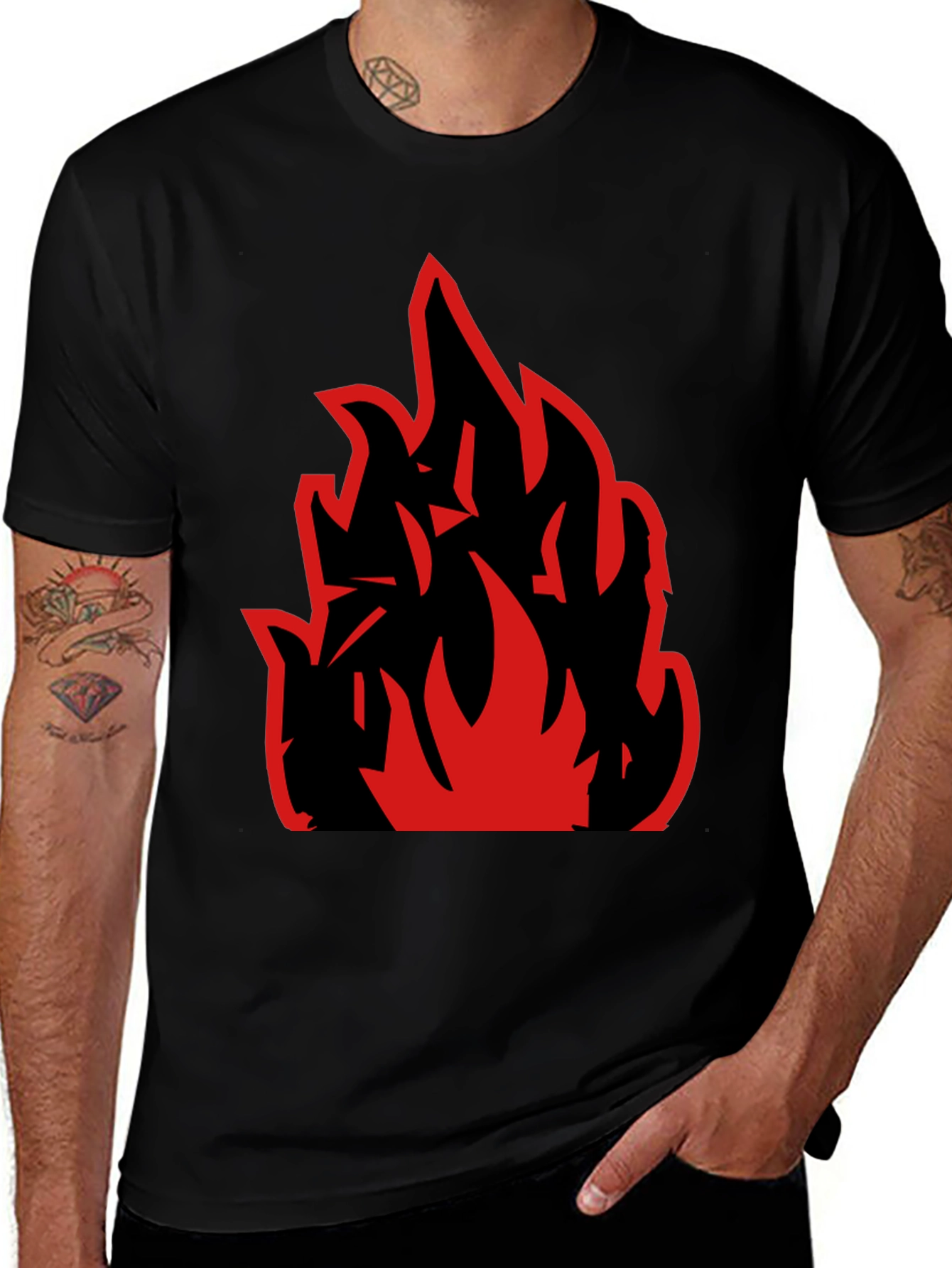Bold Fire Graphic Black T-Shirt