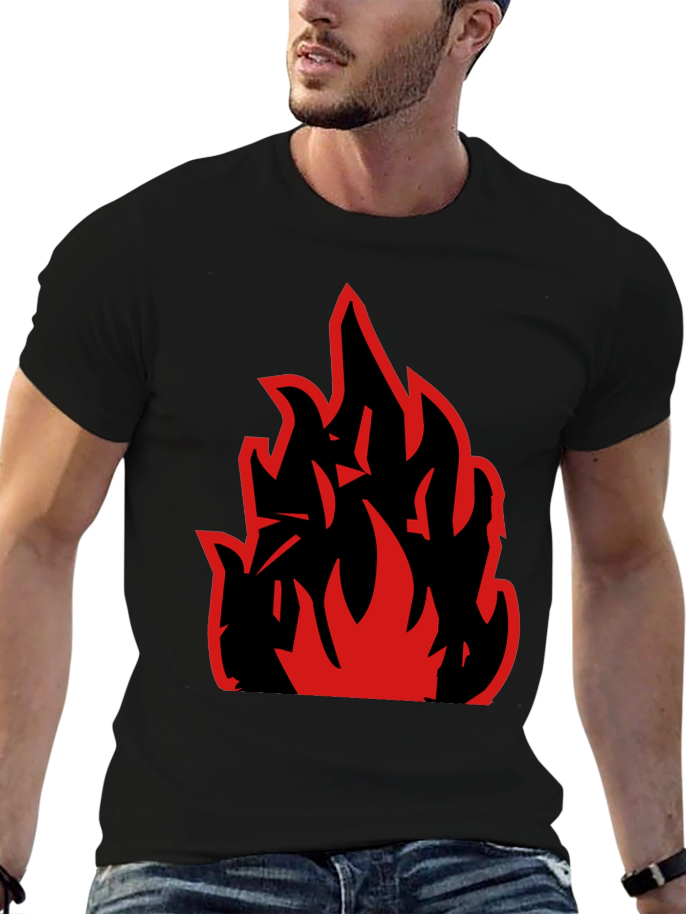 Bold Fire Graphic Black T-Shirt