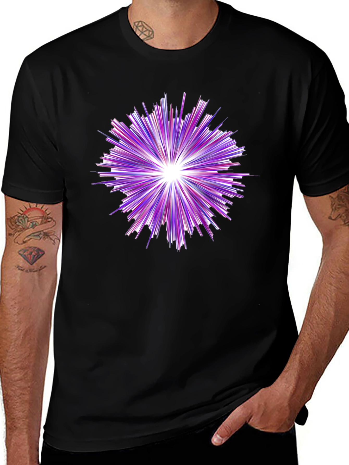 Abstract Burst Graphic Tee - Modern Crew Neck T-Shirt