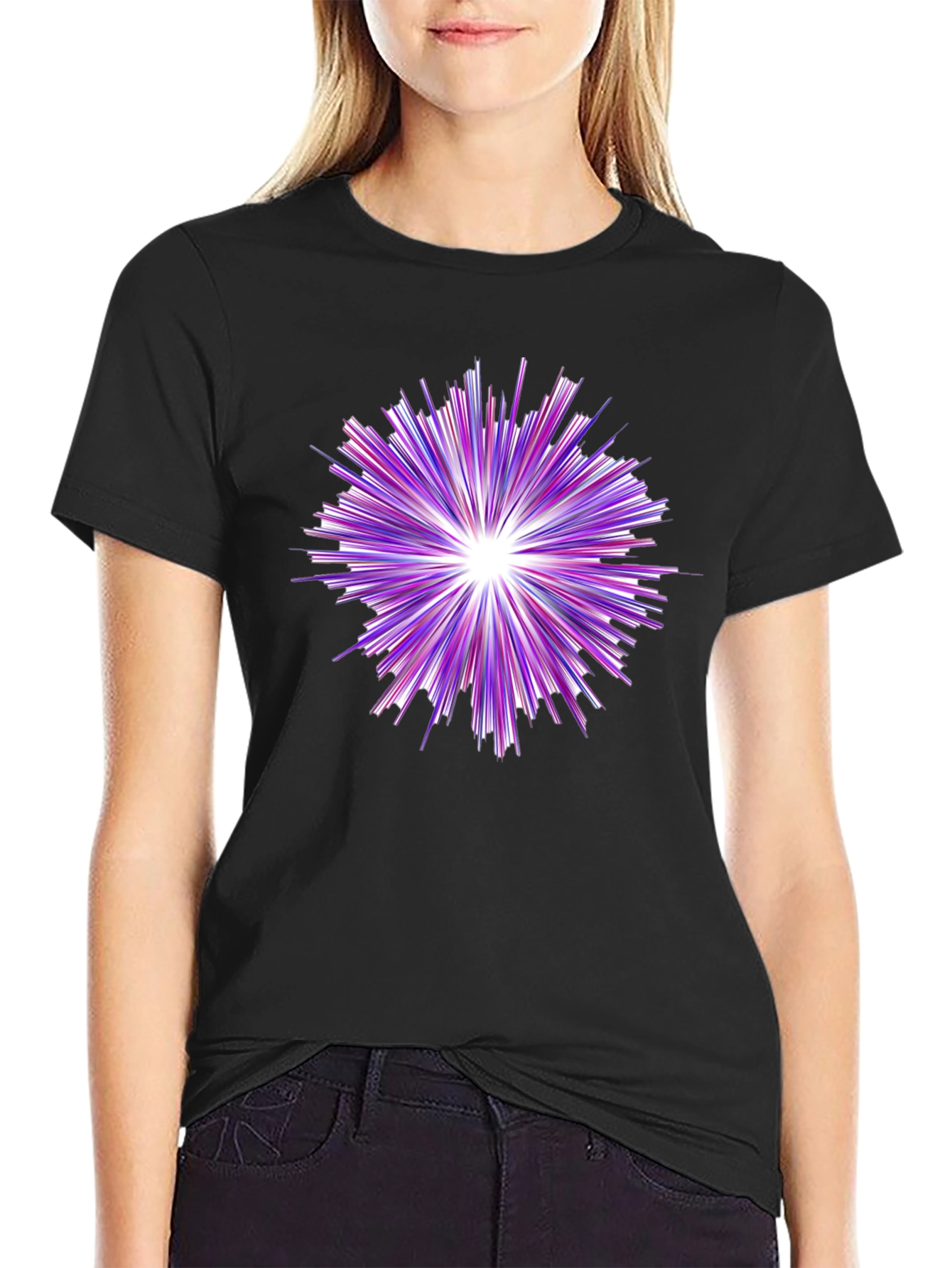 Abstract Burst Graphic Tee - Modern Crew Neck T-Shirt