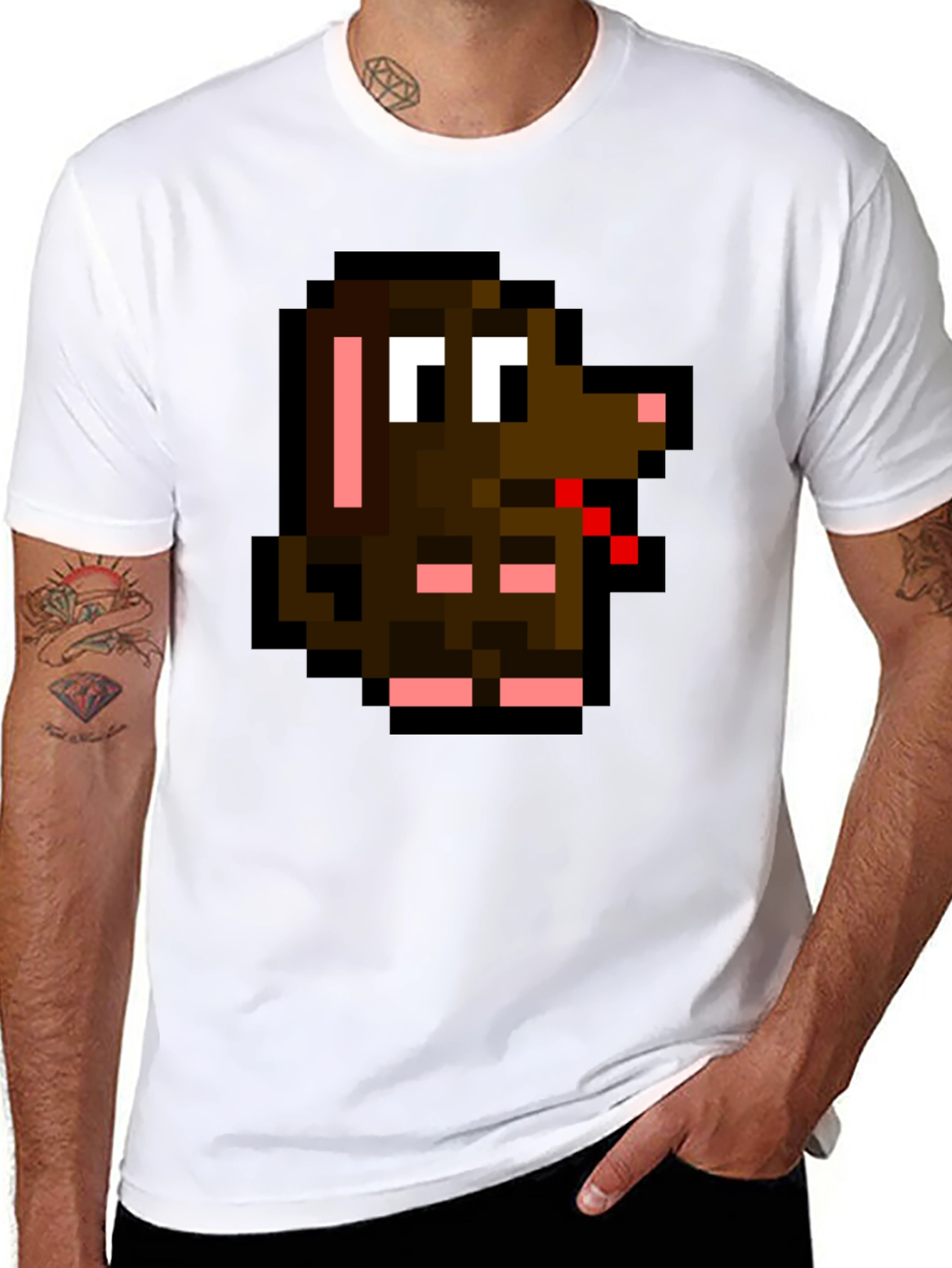 Pixelated Dog T-Shirt - Retro Gaming Style!