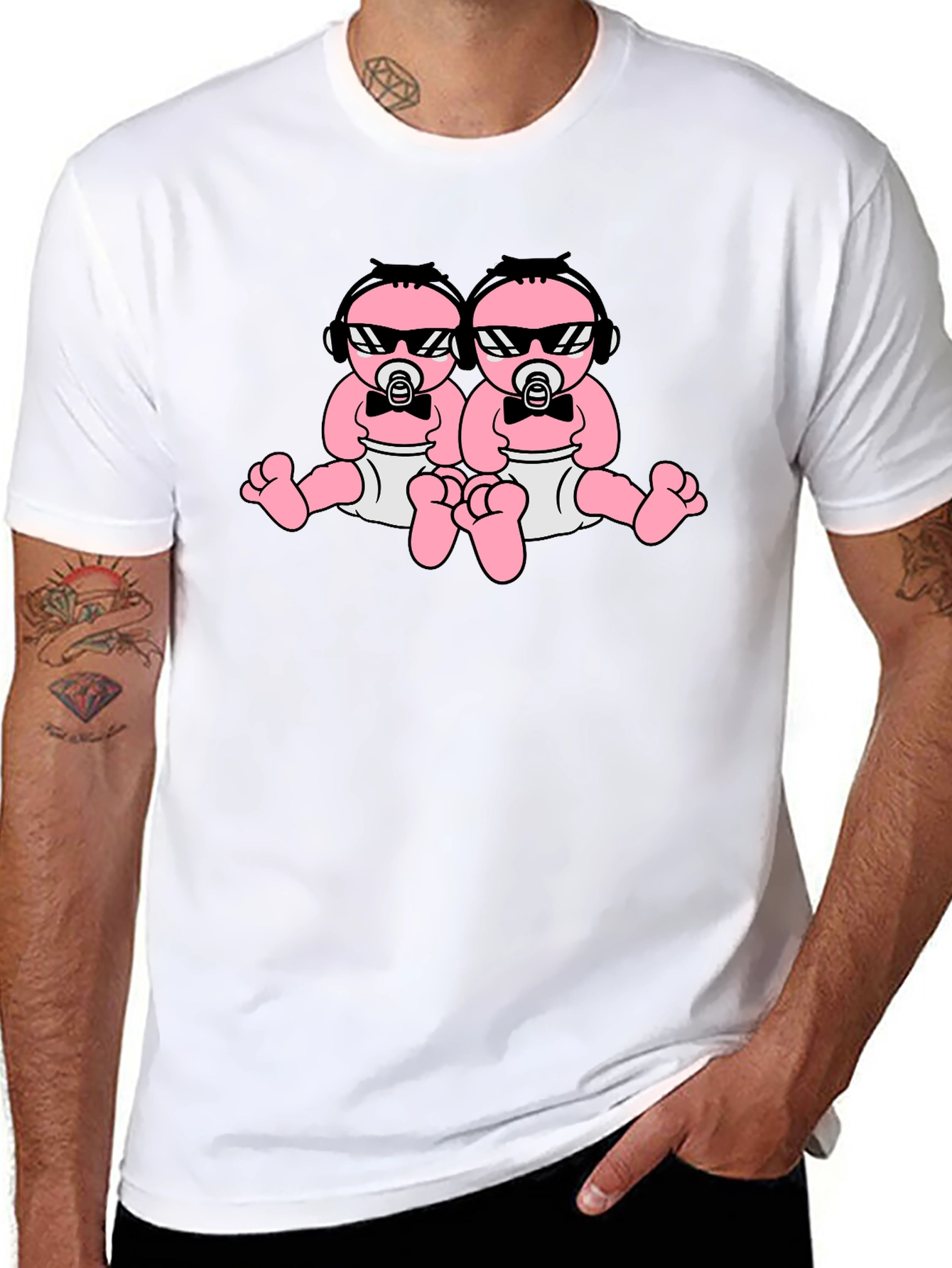 Cool Baby Twins Graphic Tee - Black