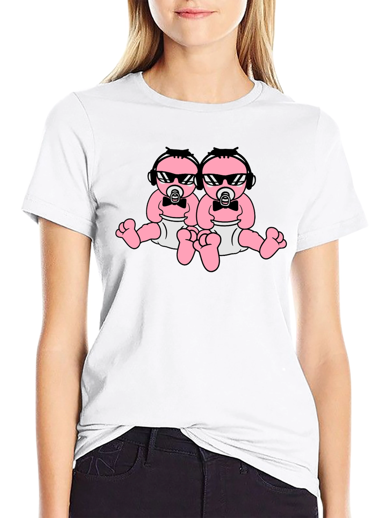 Cool Baby Twins Graphic Tee - Black