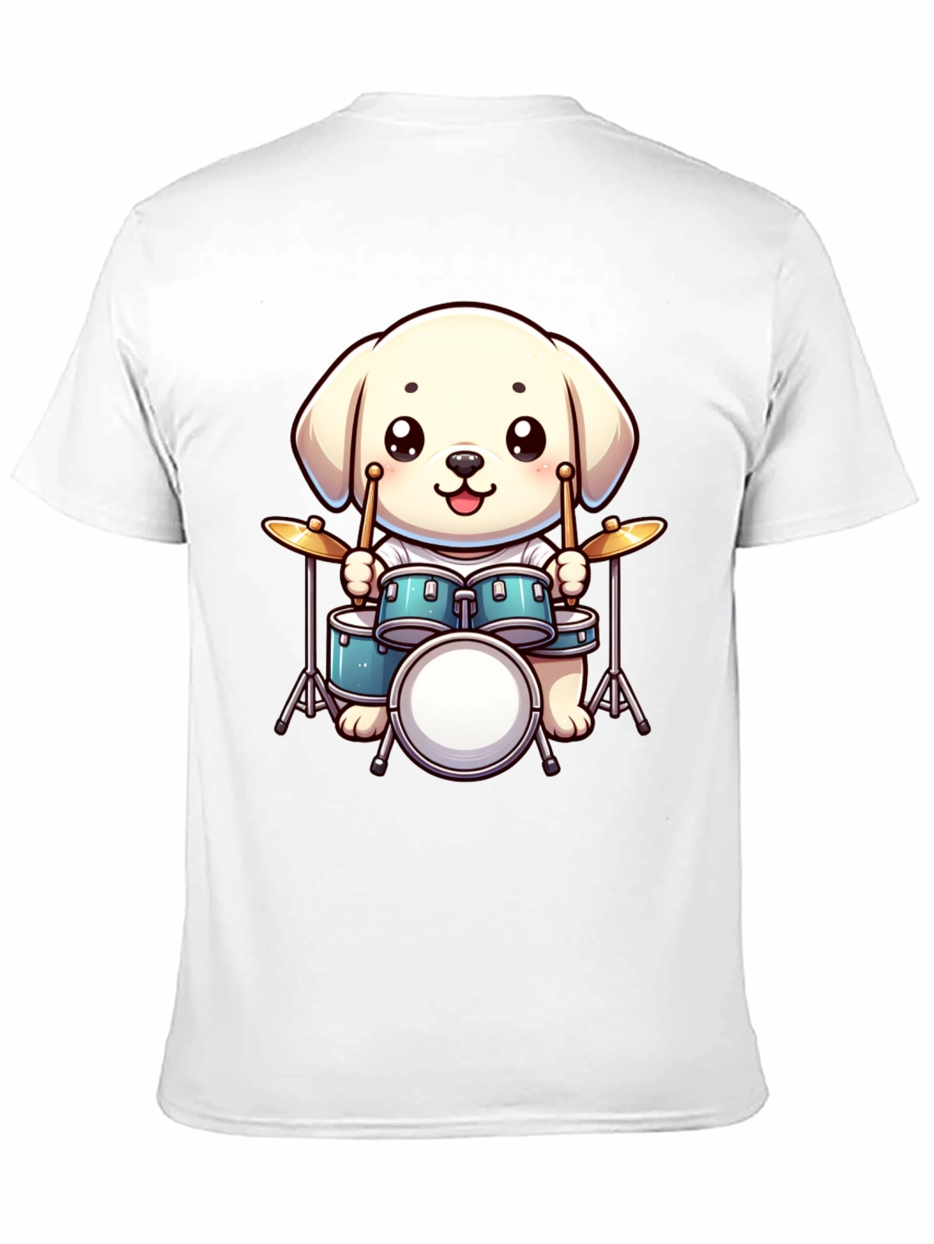 Cute Dog Drummer T-Shirt - Unisex Black Tee