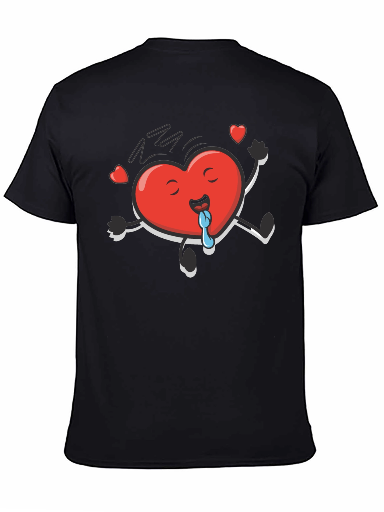 Funny Heart Character Black T-Shirt