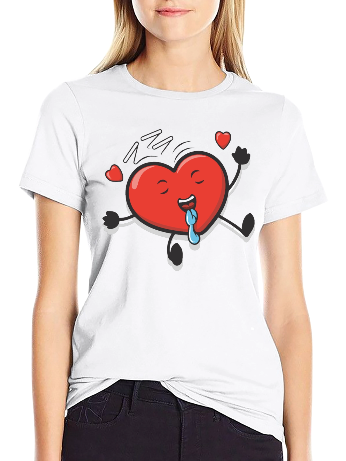 Funny Heart Character Black T-Shirt