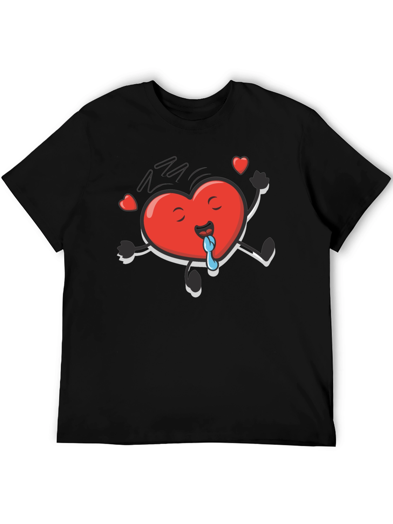 Funny Heart Character Black T-Shirt