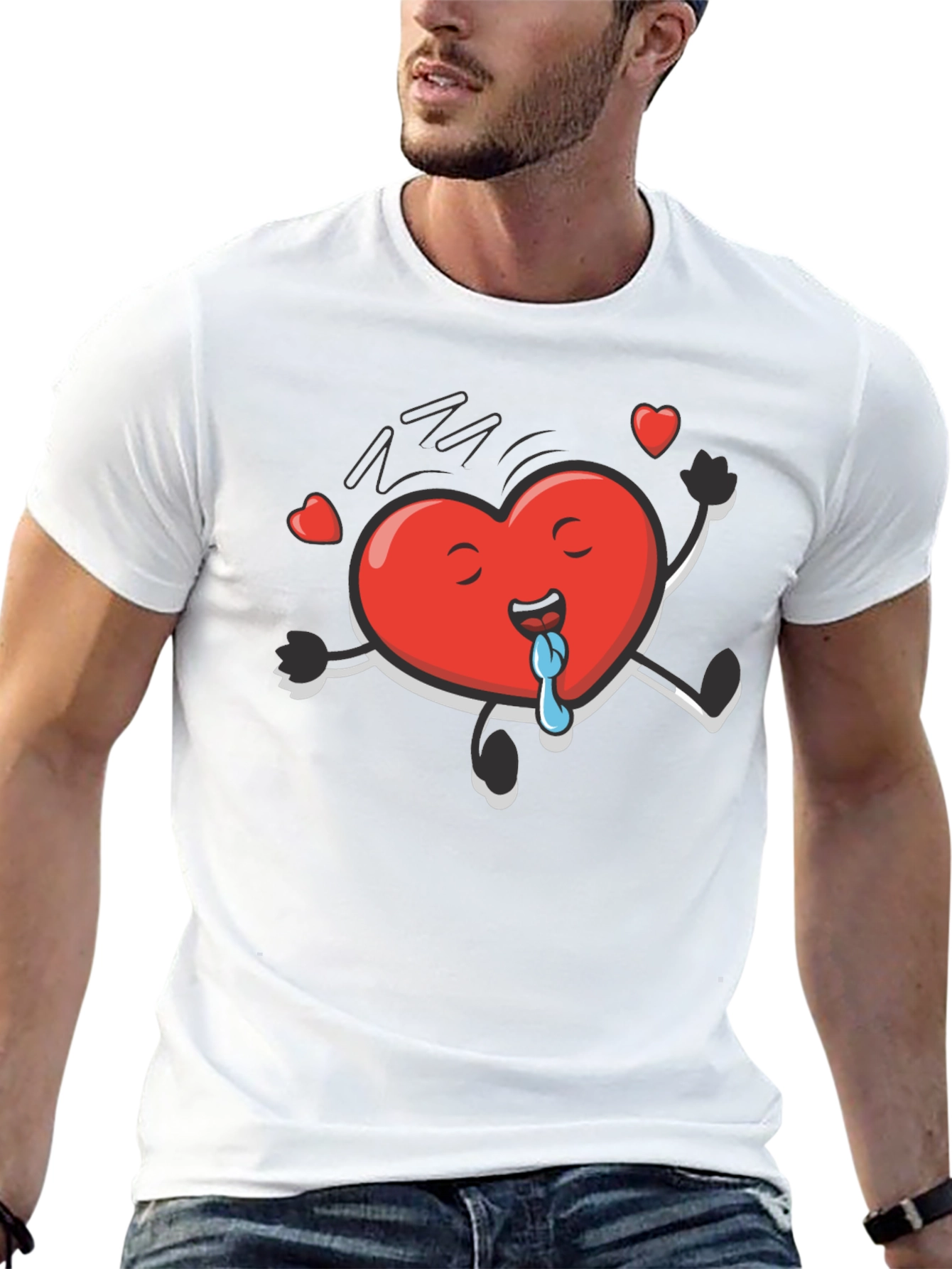 Funny Heart Character Black T-Shirt