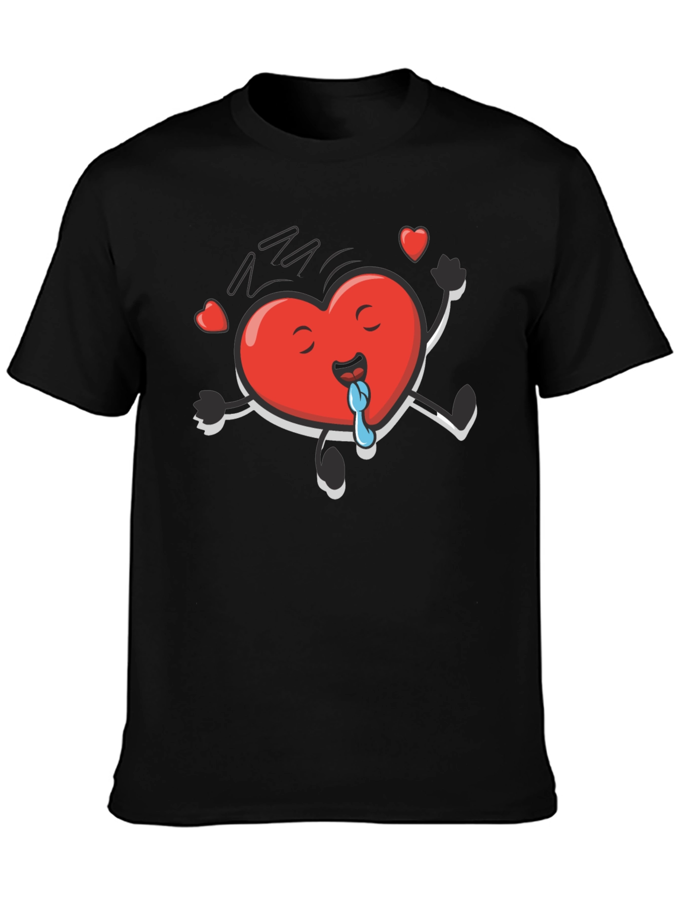 Funny Heart Character Black T-Shirt
