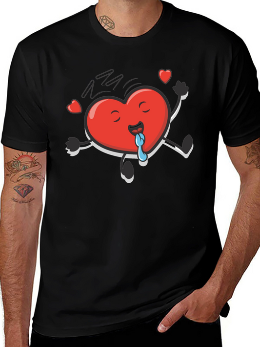Funny Heart Character Black T-Shirt