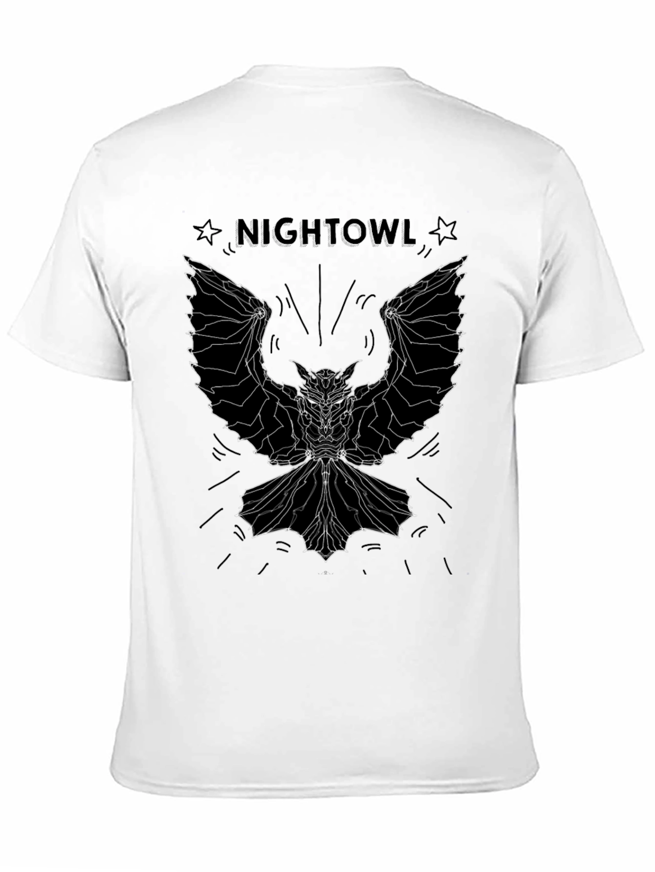 Nightowl Graphic Tee - Geometric Owl Design Black T-Shirt