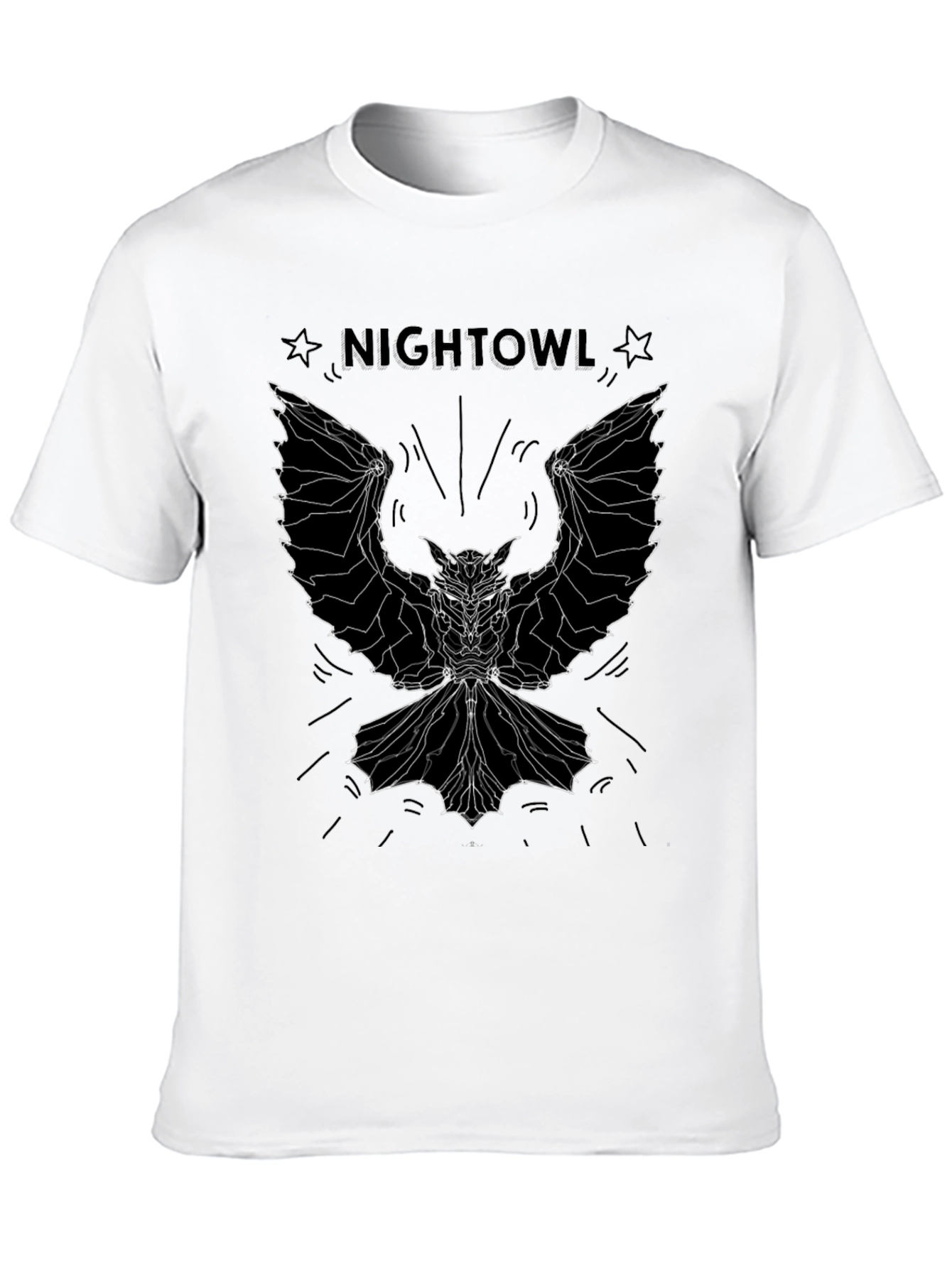 Nightowl Graphic Tee - Geometric Owl Design Black T-Shirt