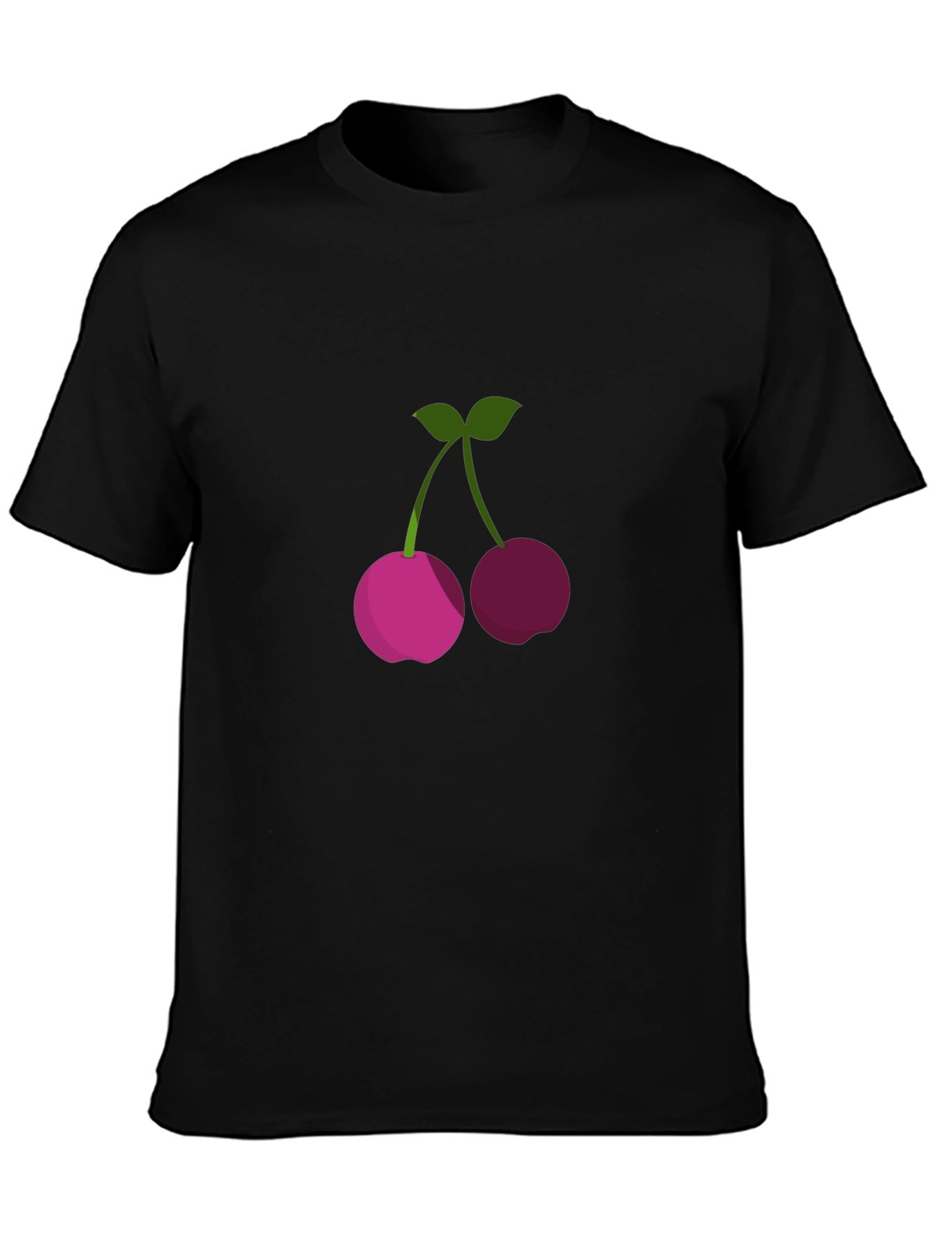 Mens Black T-Shirt with Cherry Graphic