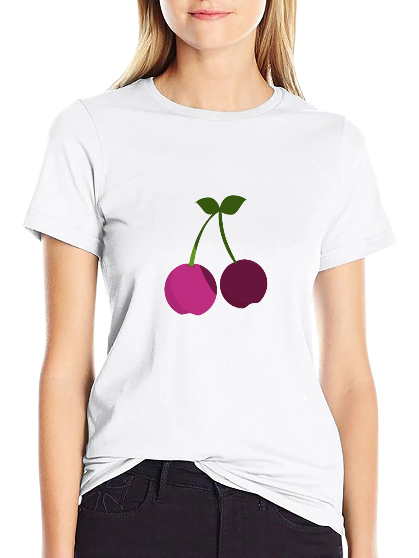 Mens Black T-Shirt with Cherry Graphic