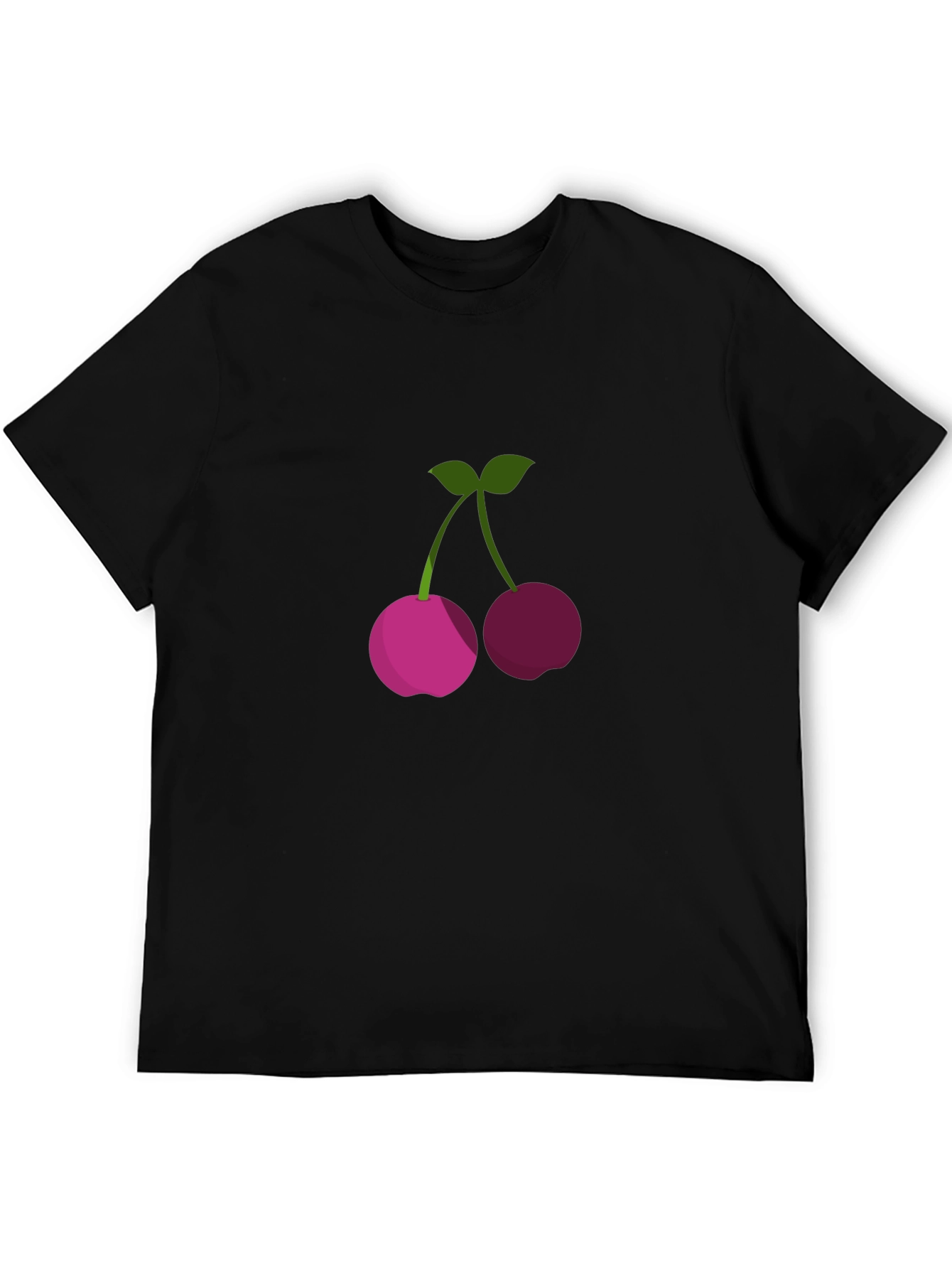 Mens Black T-Shirt with Cherry Graphic