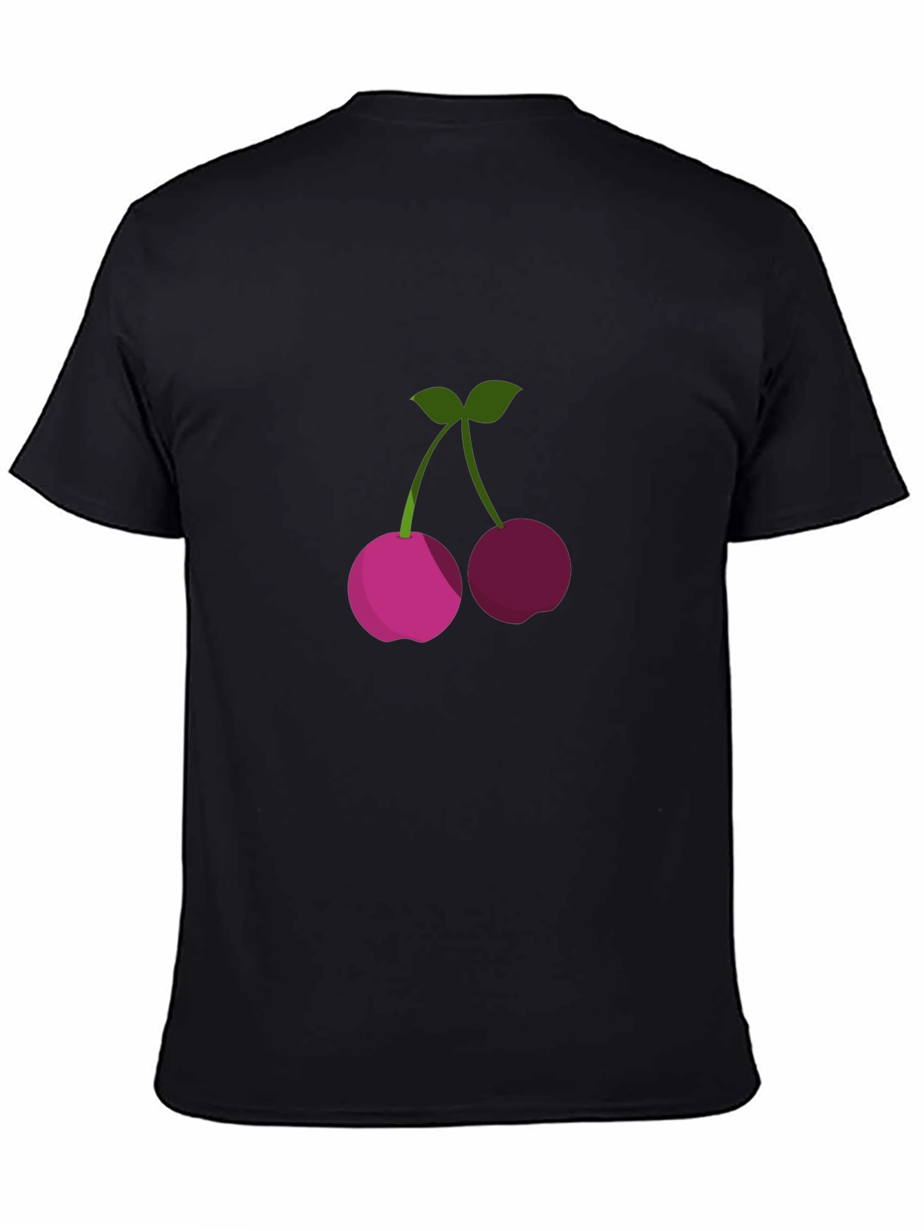 Mens Black T-Shirt with Cherry Graphic