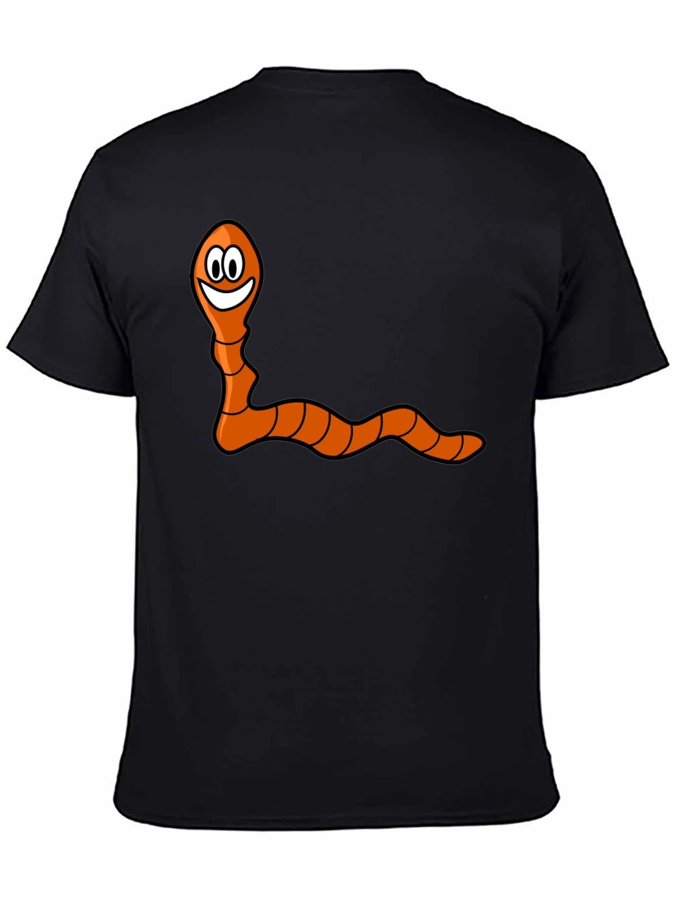 Funny Worm Graphic Black T-Shirt