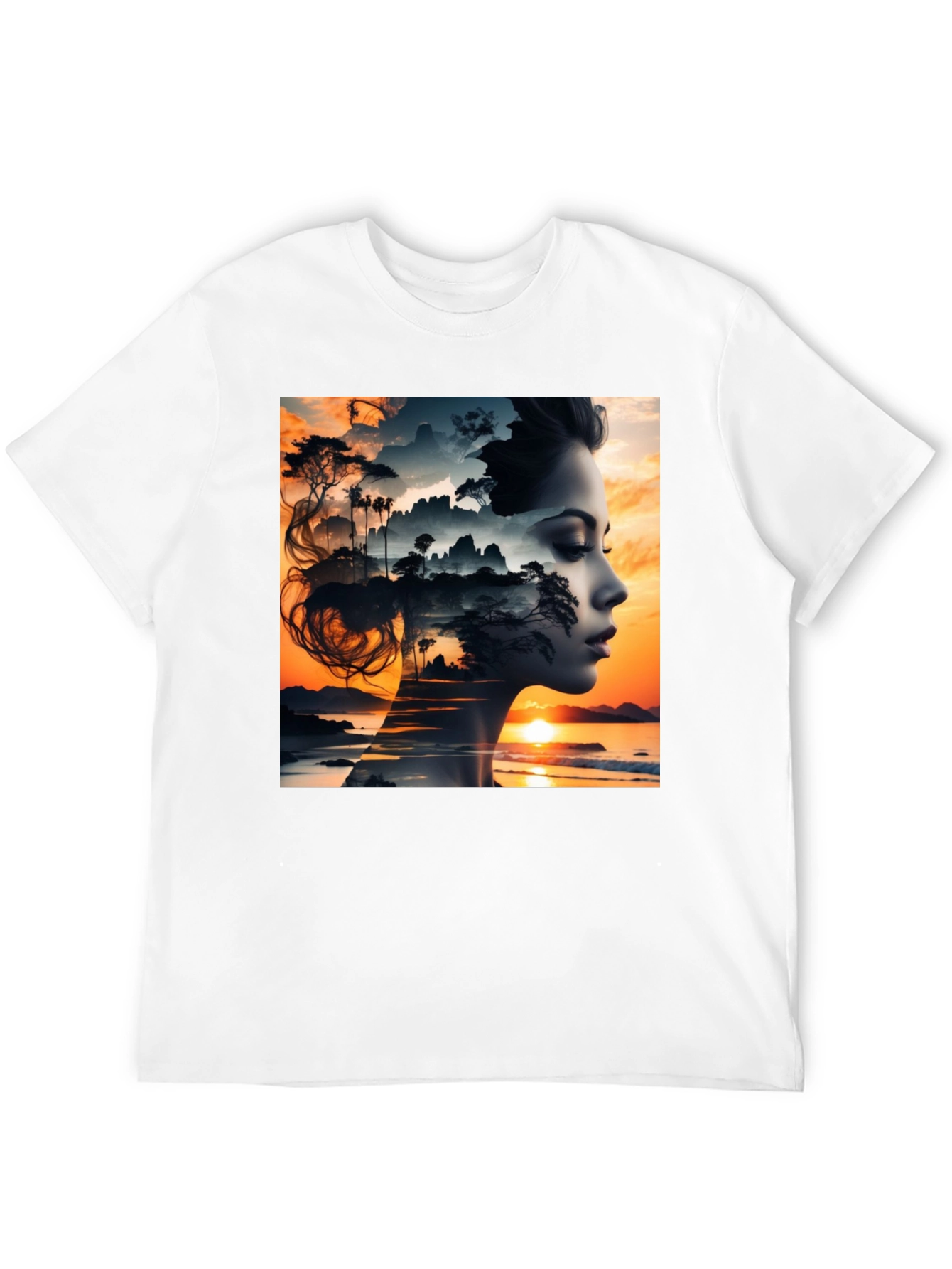 Sunset Woman Graphic Tee - Artistic Print T-Shirt