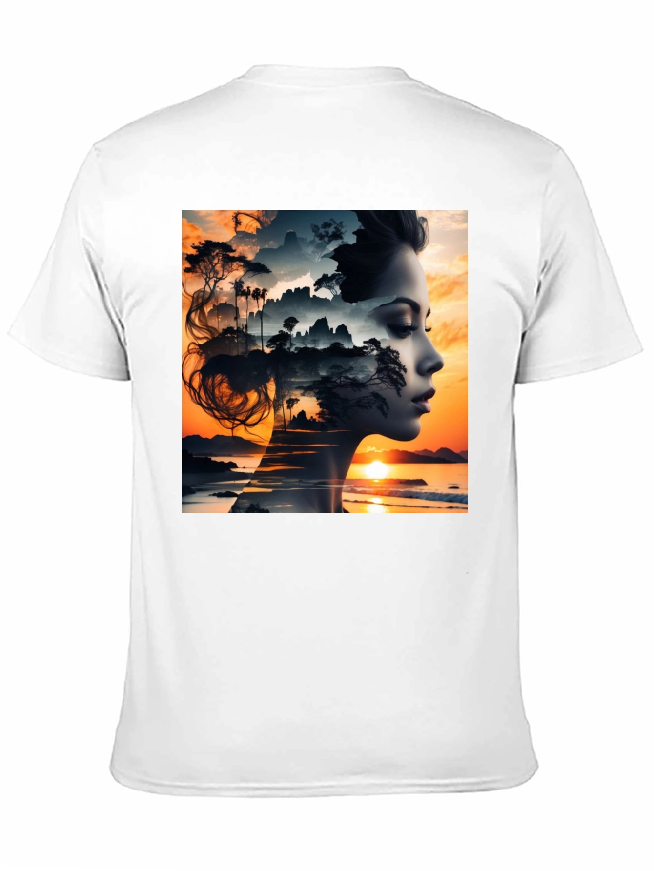 Sunset Woman Graphic Tee - Artistic Print T-Shirt