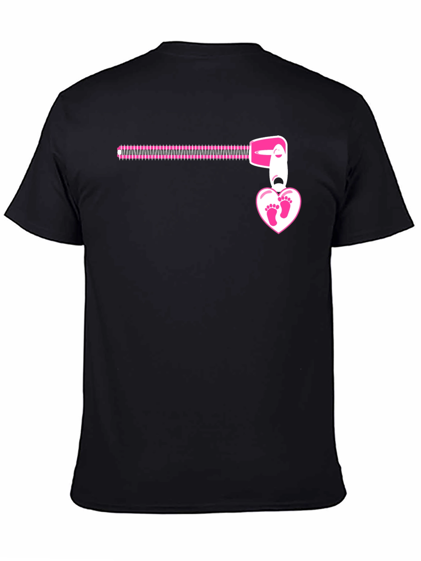 Pregnancy Reveal Zipper Heart Footprints T-Shirt