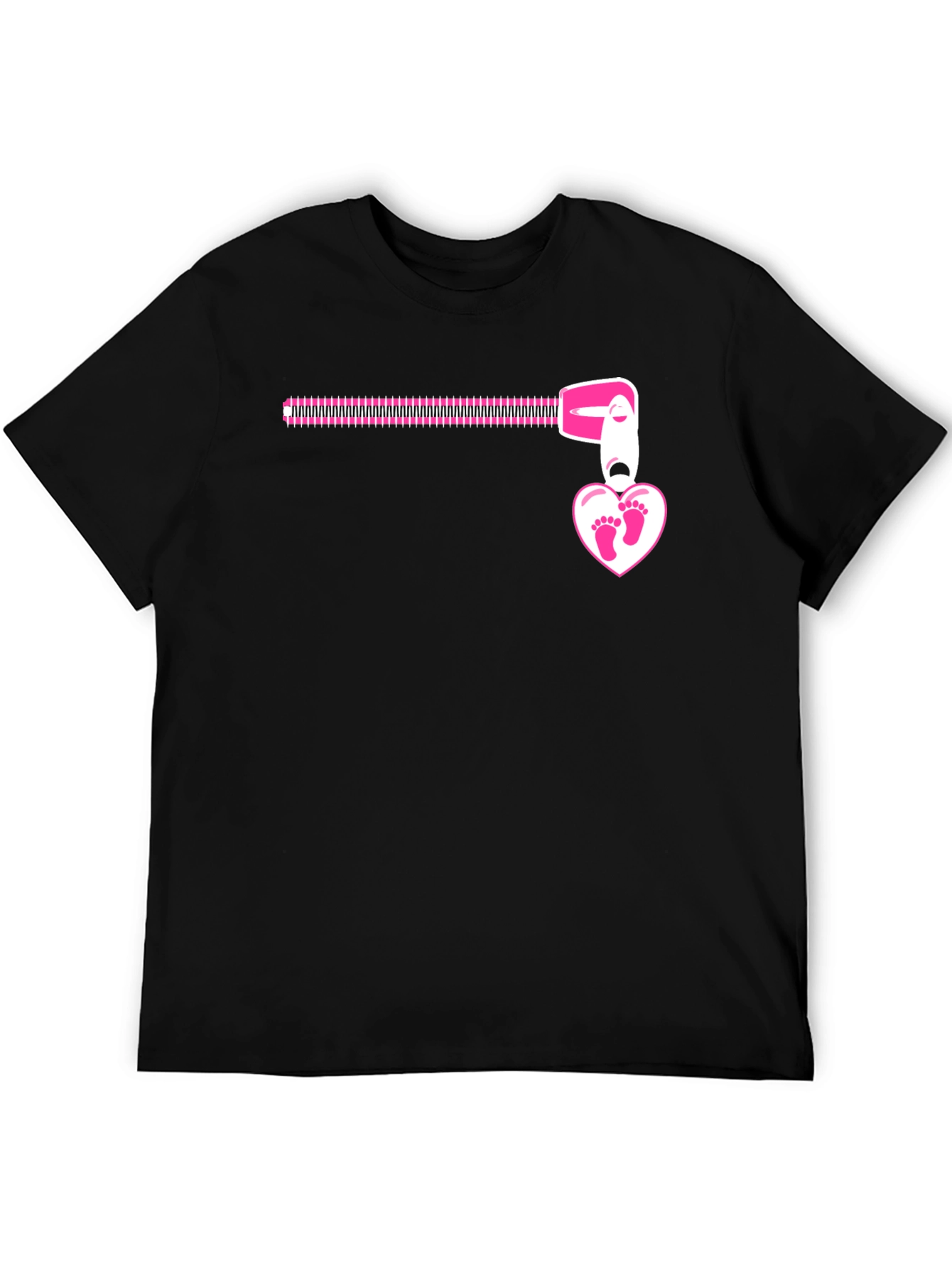 Pregnancy Reveal Zipper Heart Footprints T-Shirt