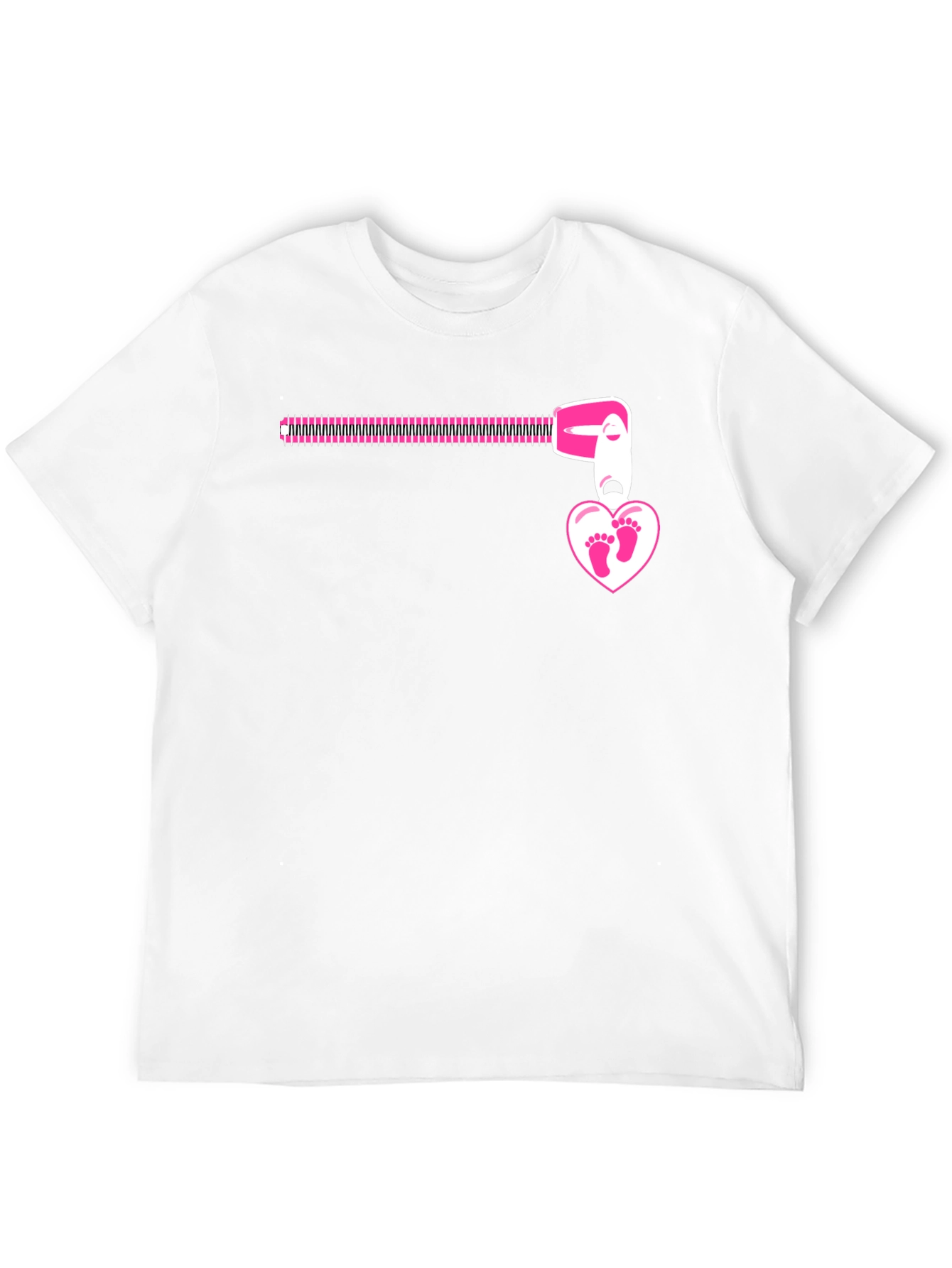 Pregnancy Reveal Zipper Heart Footprints T-Shirt