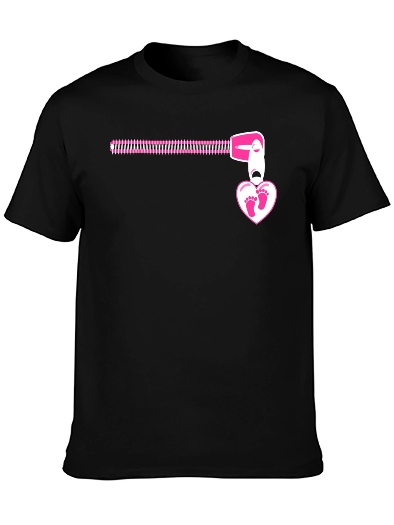 Pregnancy Reveal Zipper Heart Footprints T-Shirt