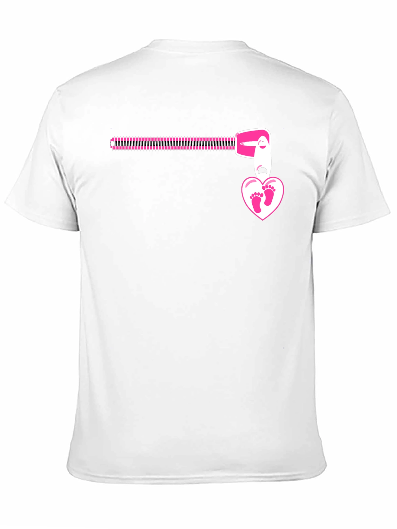 Pregnancy Reveal Zipper Heart Footprints T-Shirt