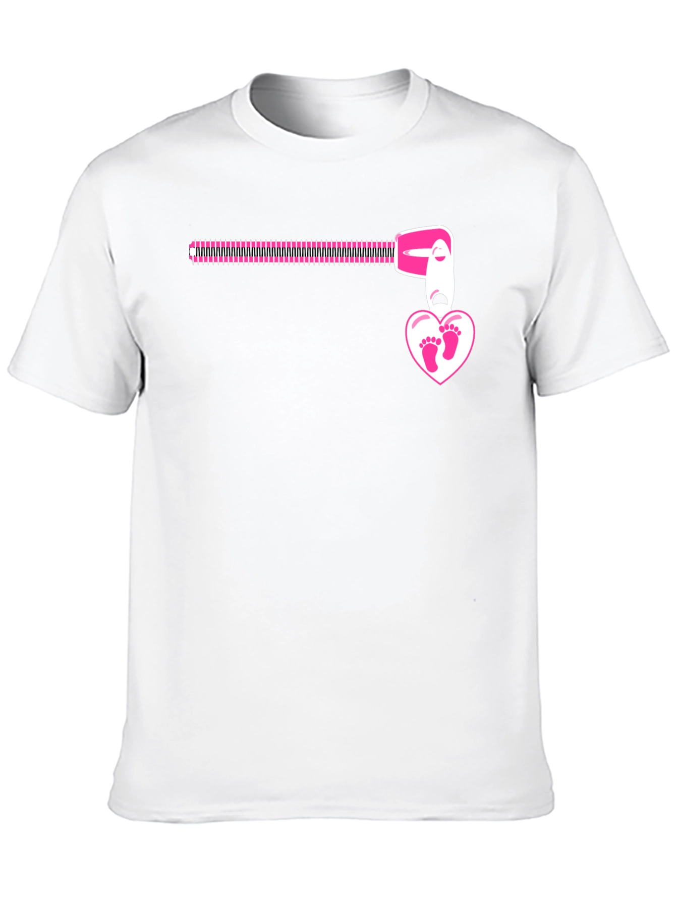 Pregnancy Reveal Zipper Heart Footprints T-Shirt