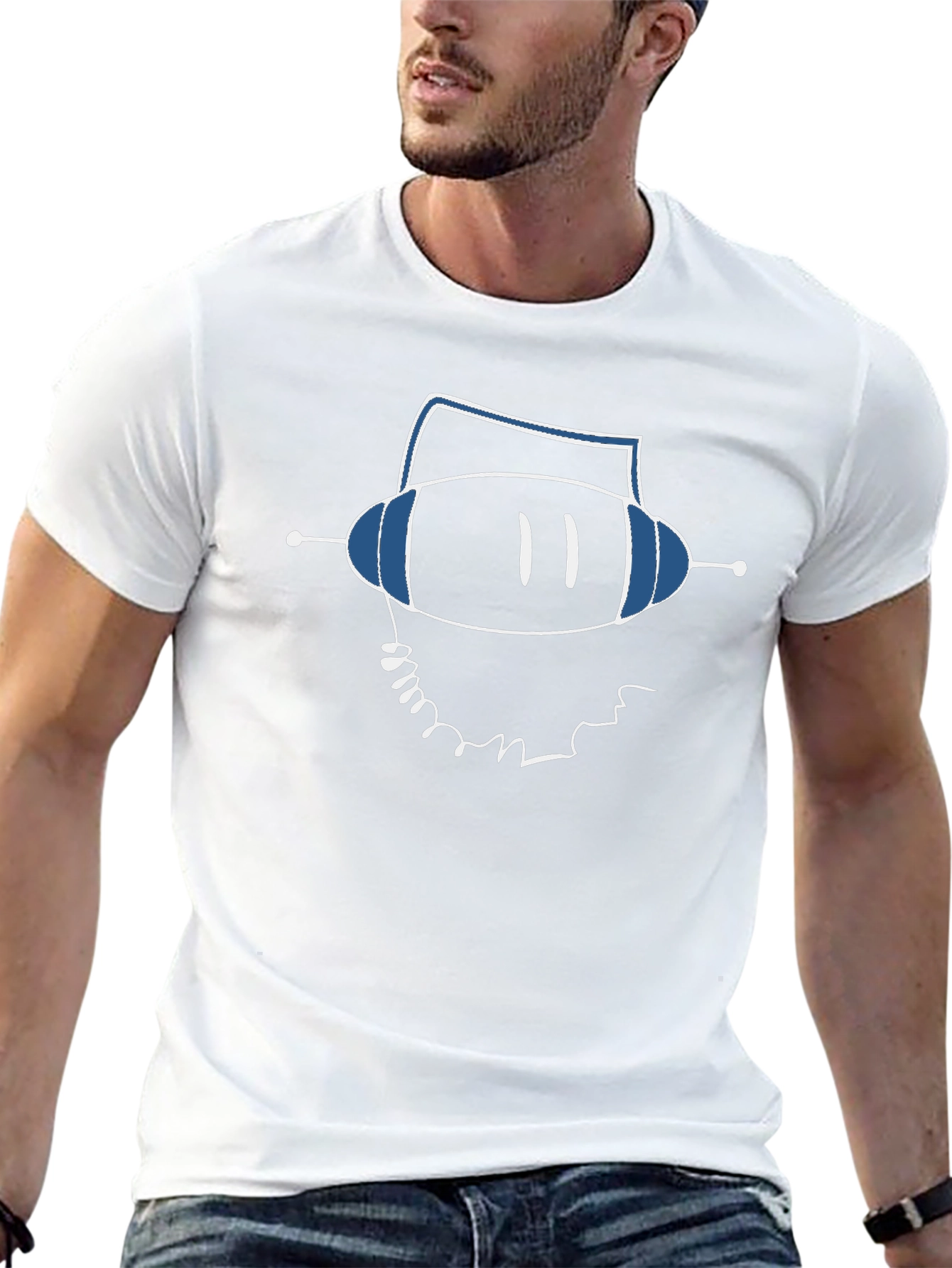 Retro Robot Graphic Tee - Black Cotton T-Shirt